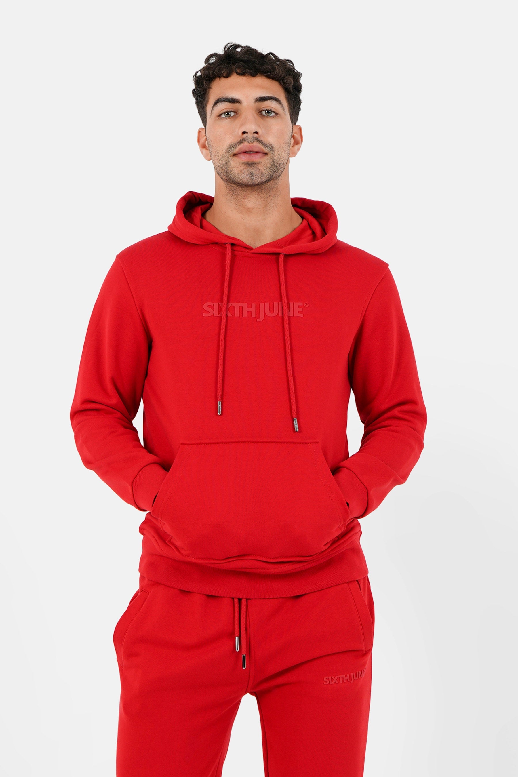 Sixth June - Jogging + sweat capuche logo gommé Rouge