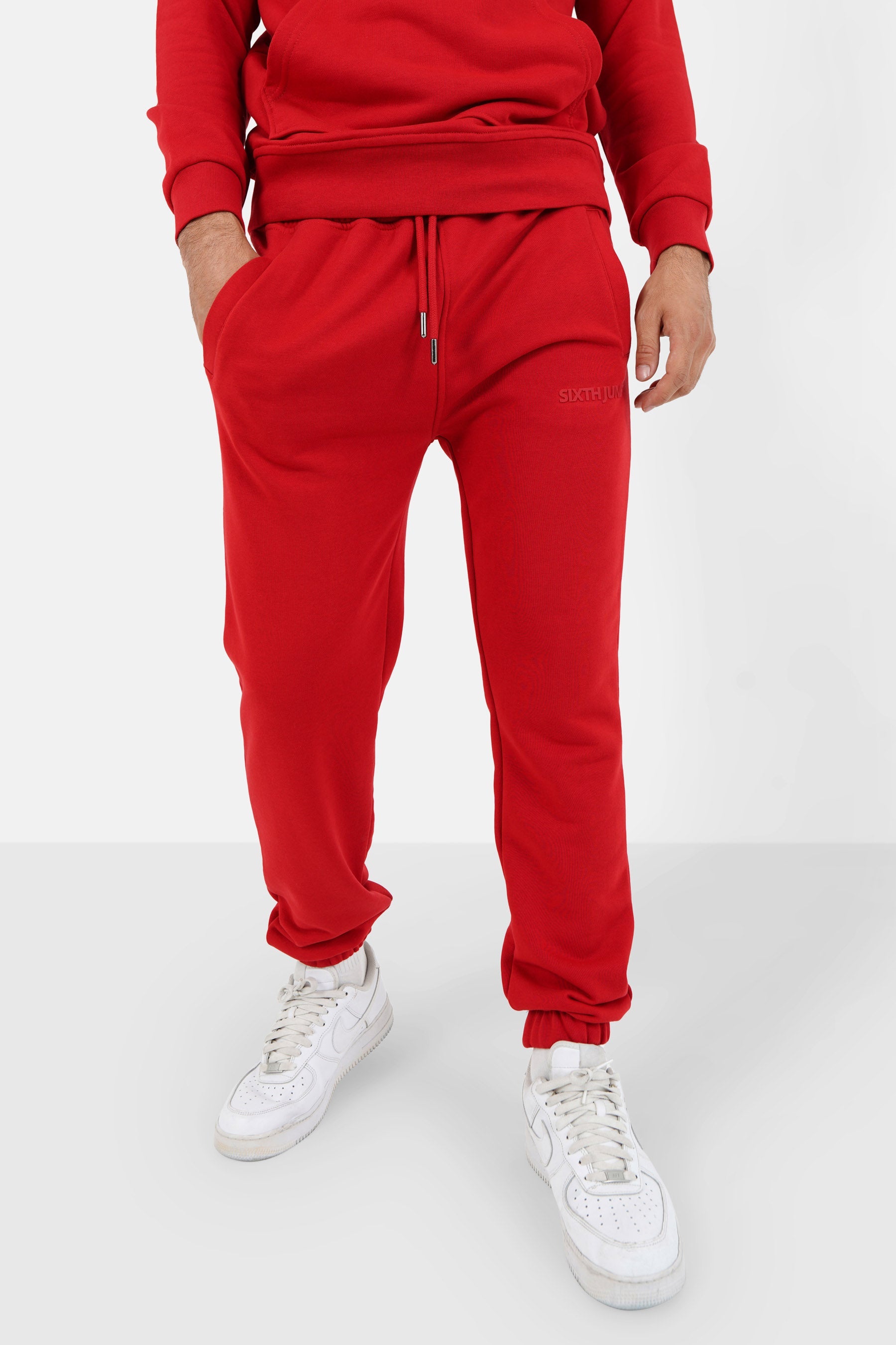 Sixth June - Jogging + sweat capuche logo gommé Rouge