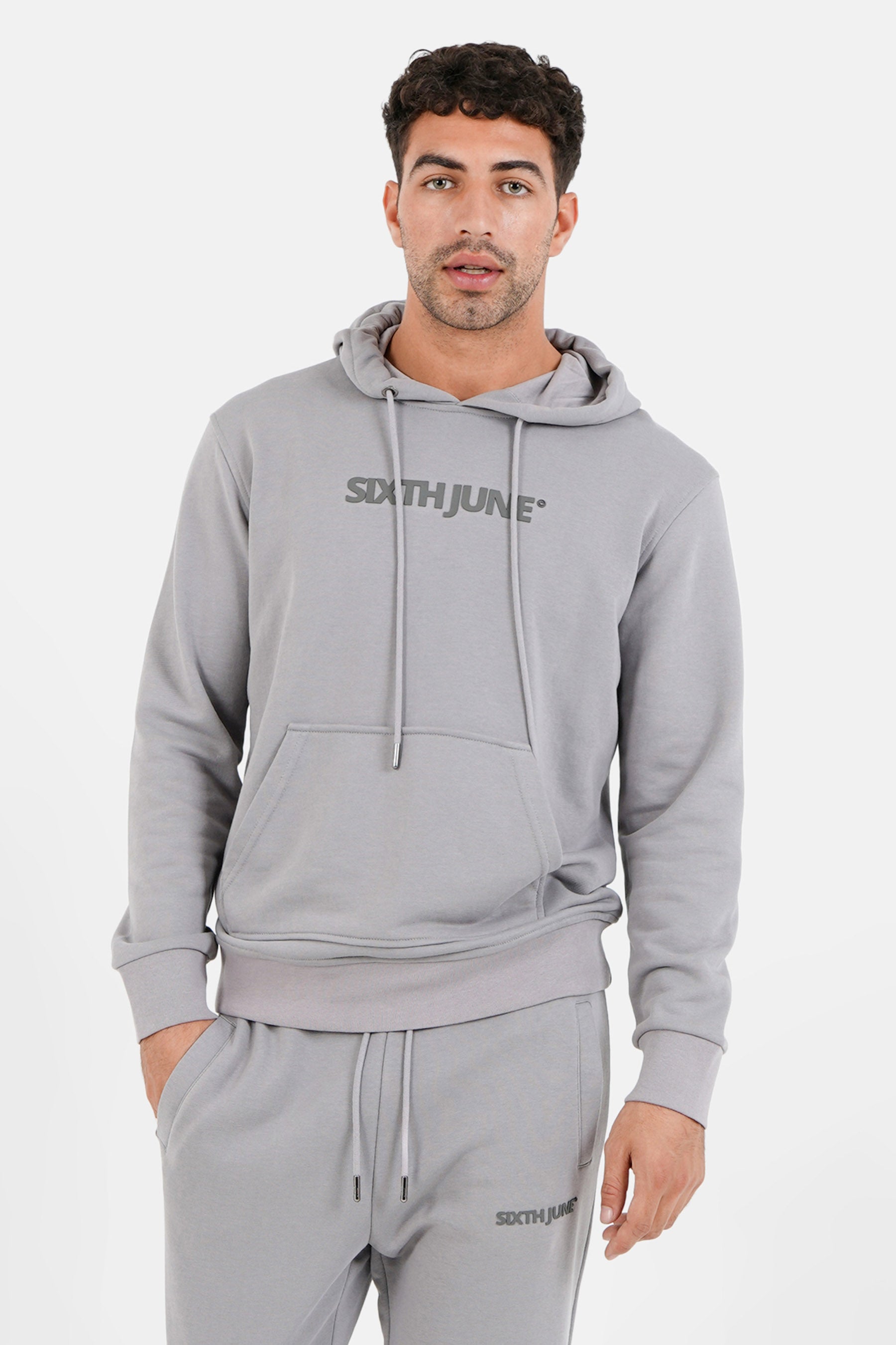 Sixth June - Jogging + sweat capuche logo gommé Gris foncé