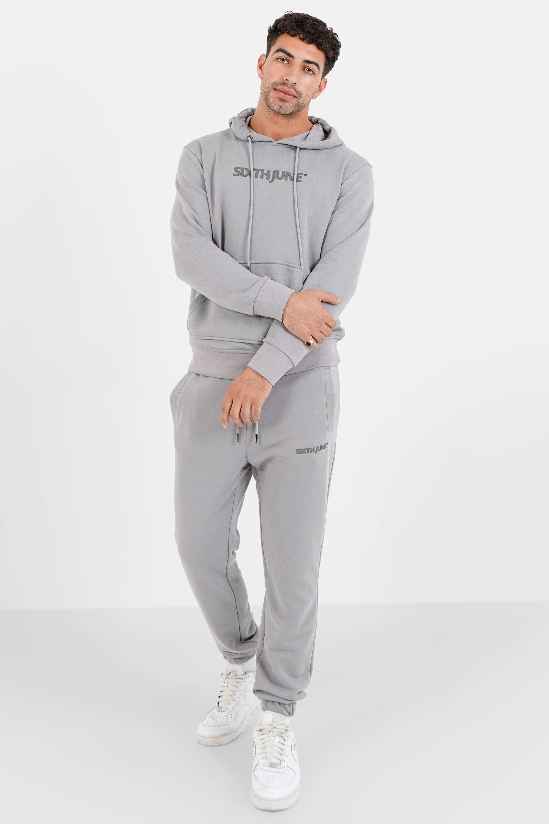 Sixth June - Jogging + sweat capuche logo gommé Gris foncé