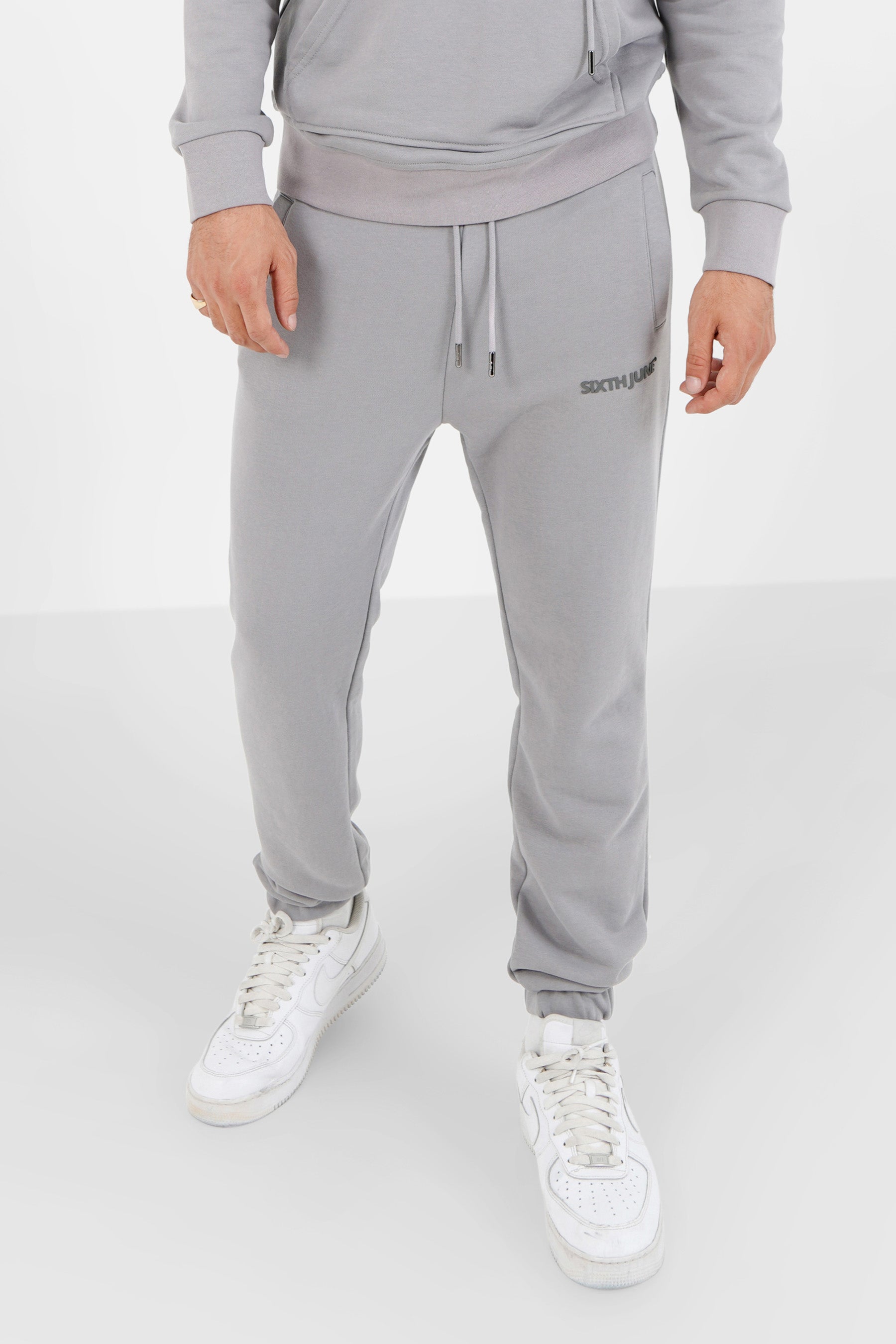 Sixth June - Jogging + sweat capuche logo gommé Gris foncé