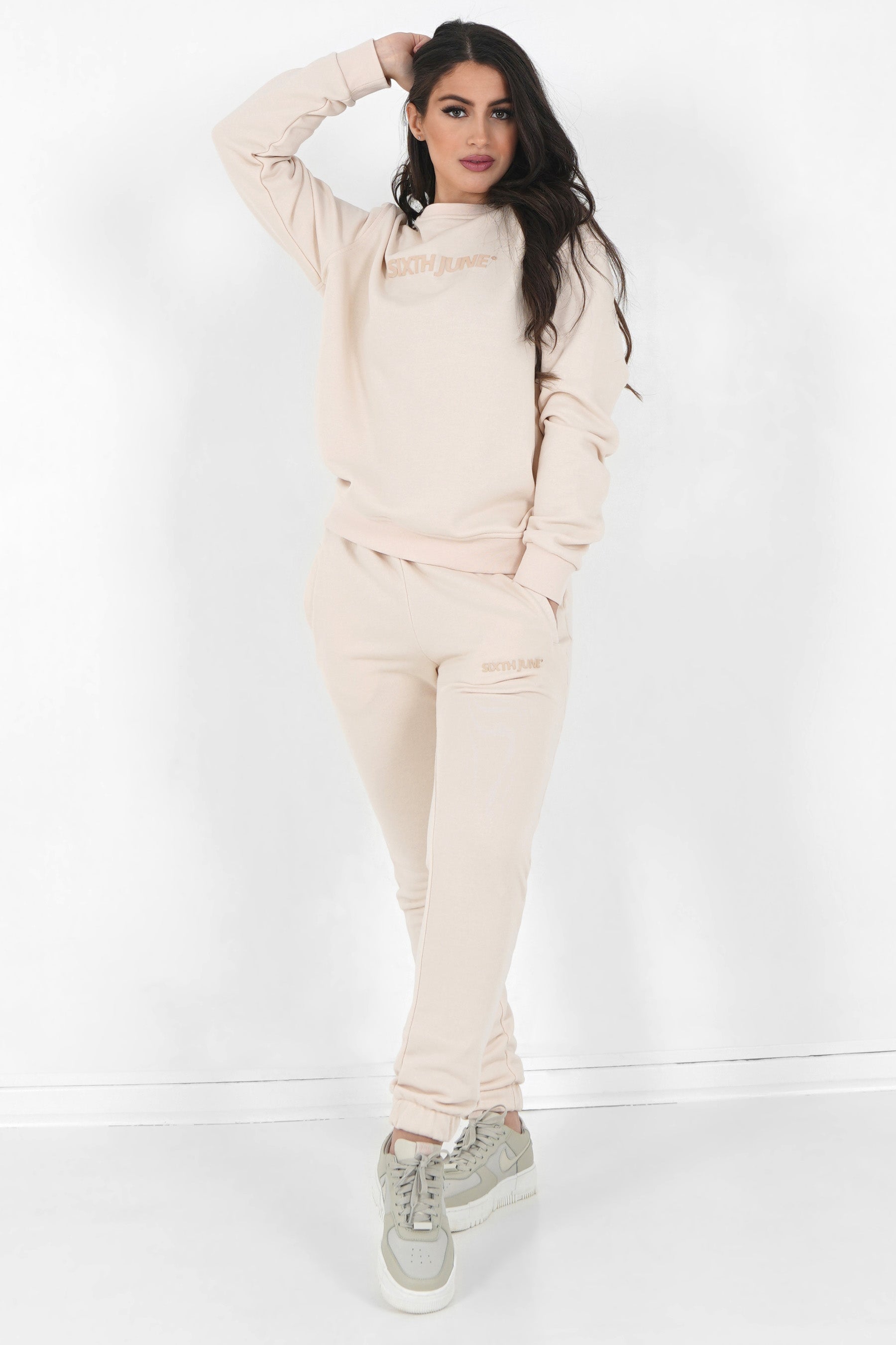 Sixth June - Jogging + sweat logo gommé Beige clair