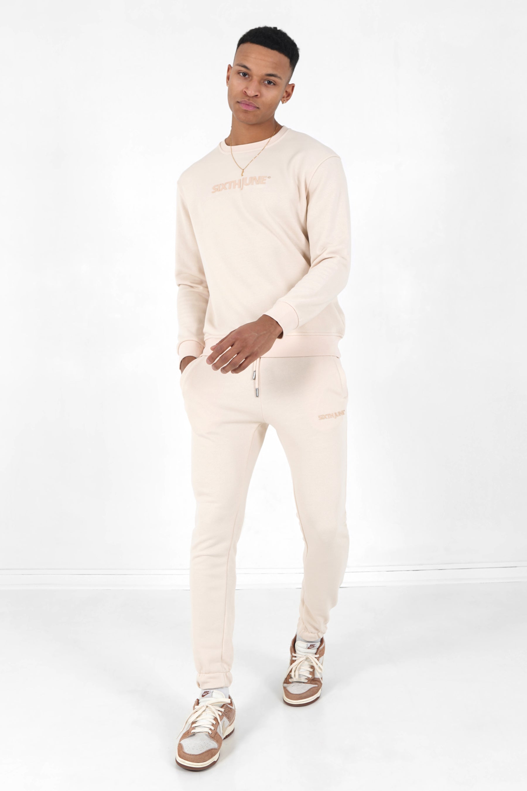Sixth June - Jogging + sweat logo gommé Beige clair