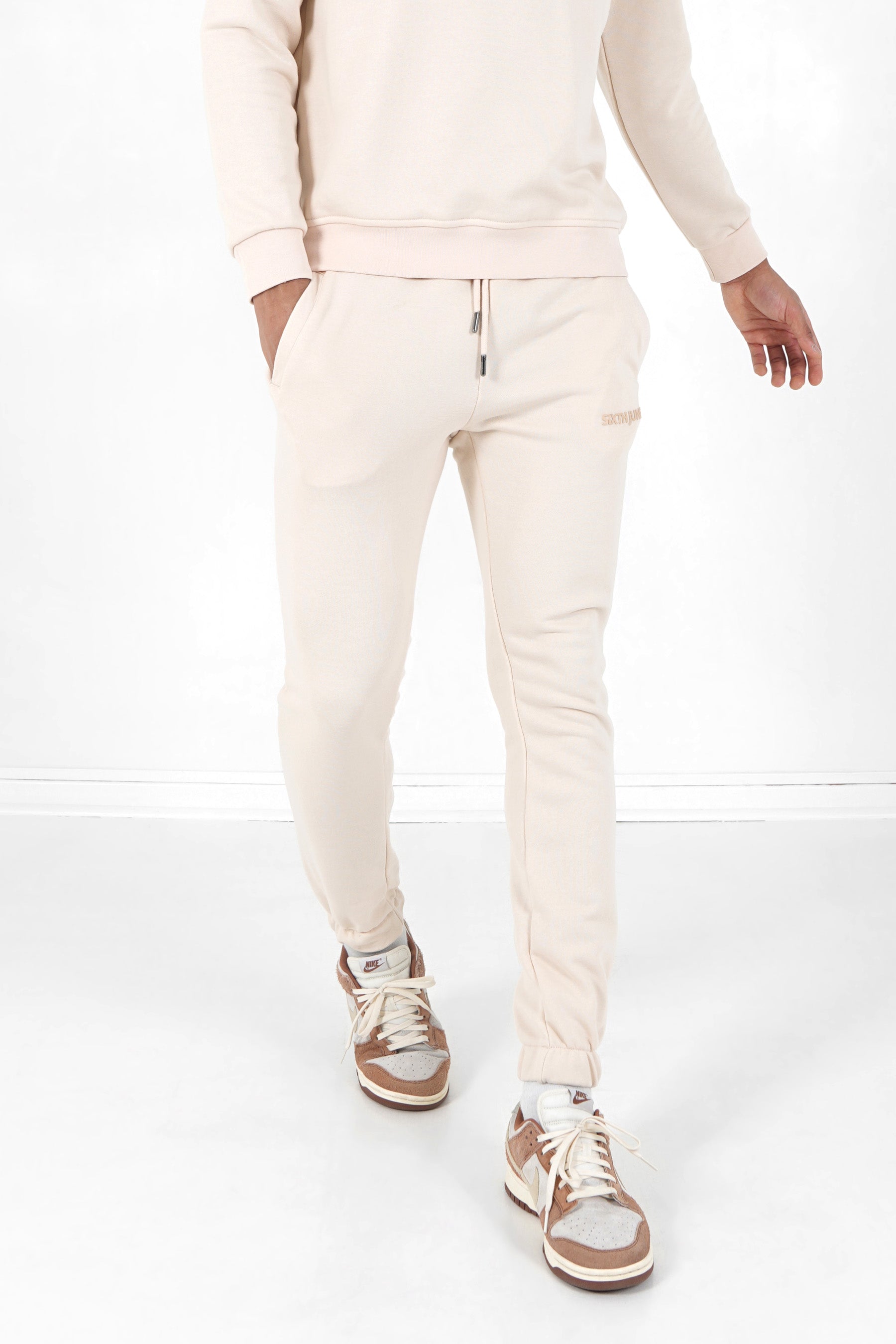 Sixth June - Jogging + sweat logo gommé Beige clair