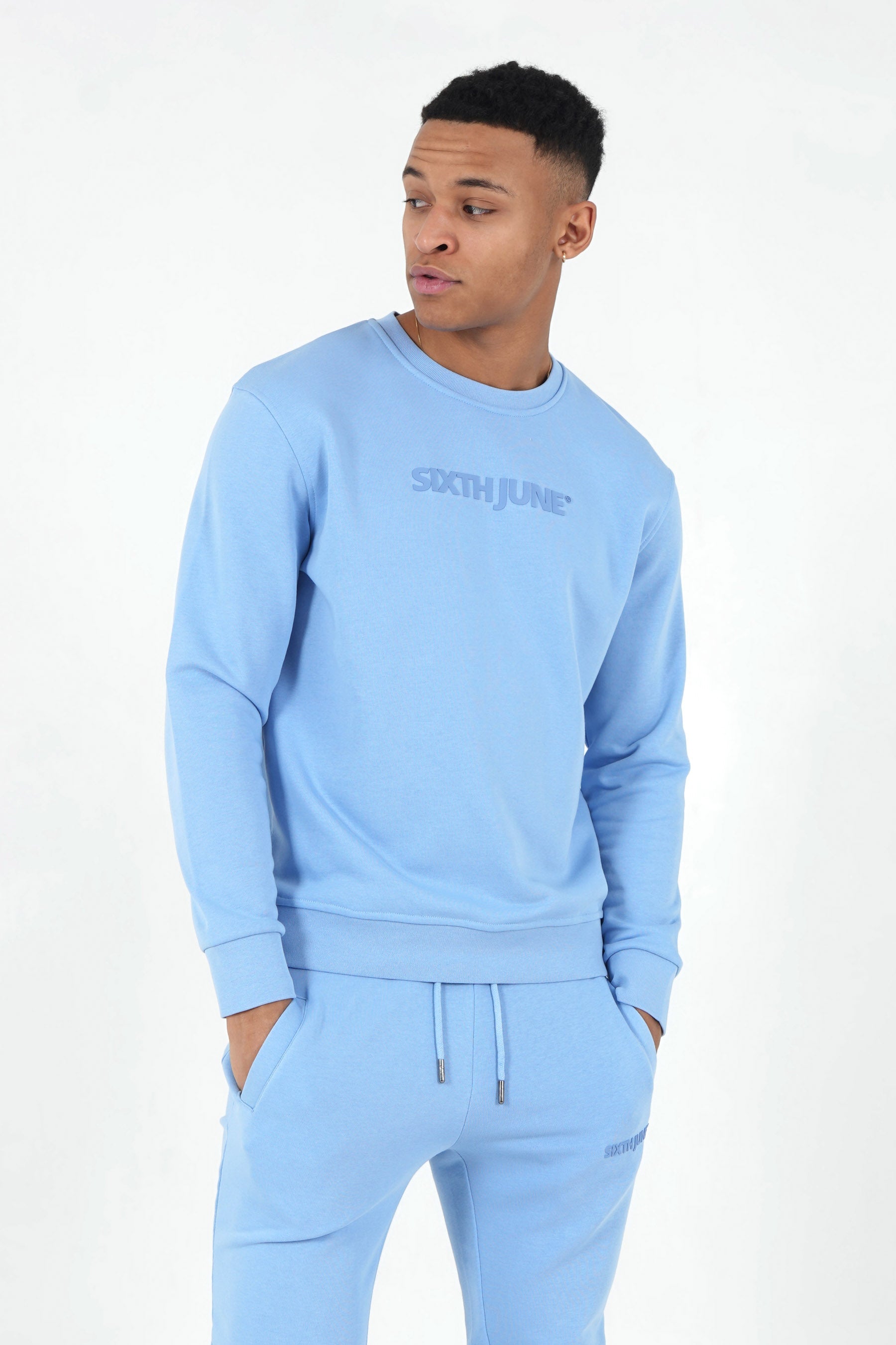 Sixth June - Jogging + sweat logo gommé Bleu clair