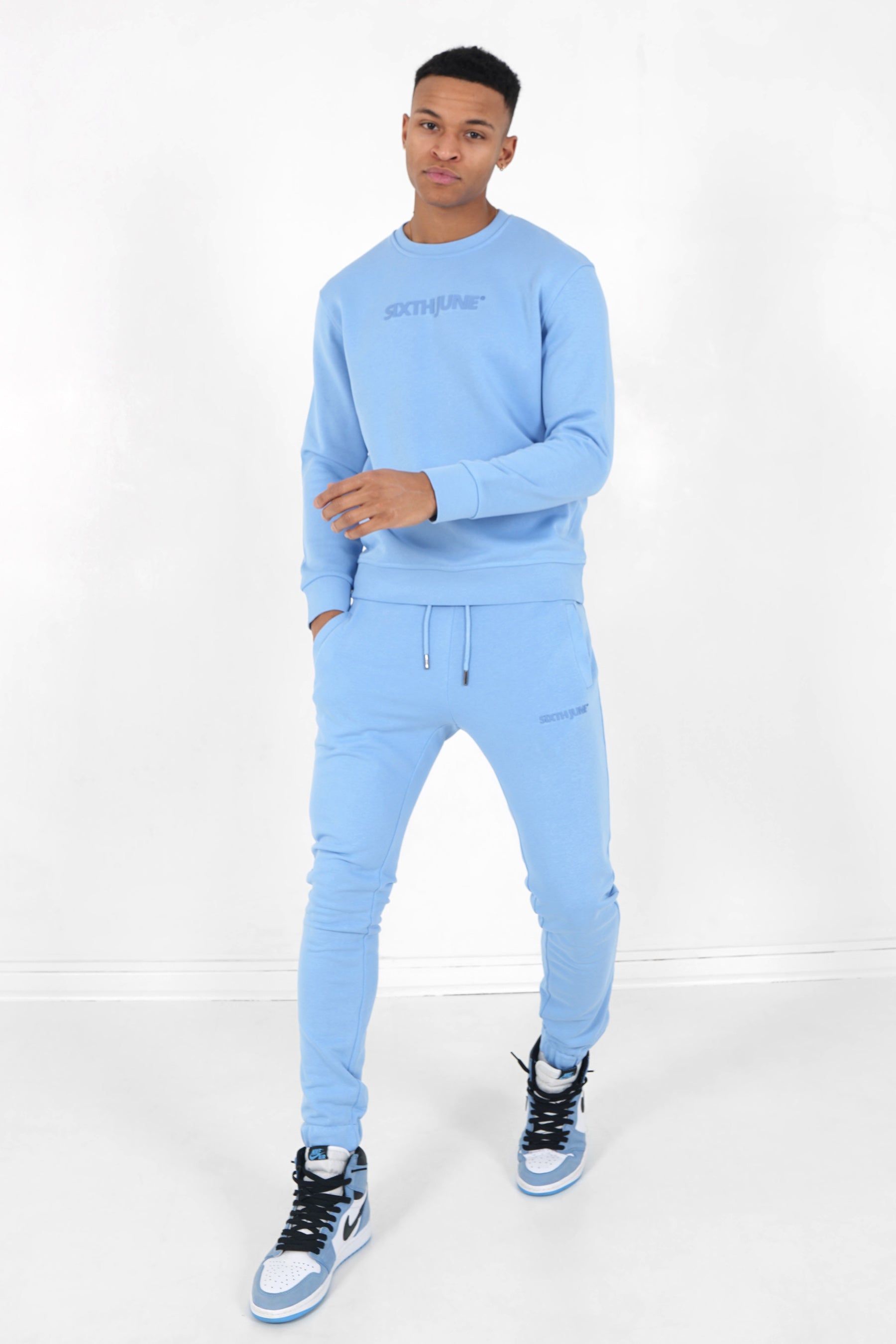 Sixth June - Jogging + sweat logo gommé Bleu clair