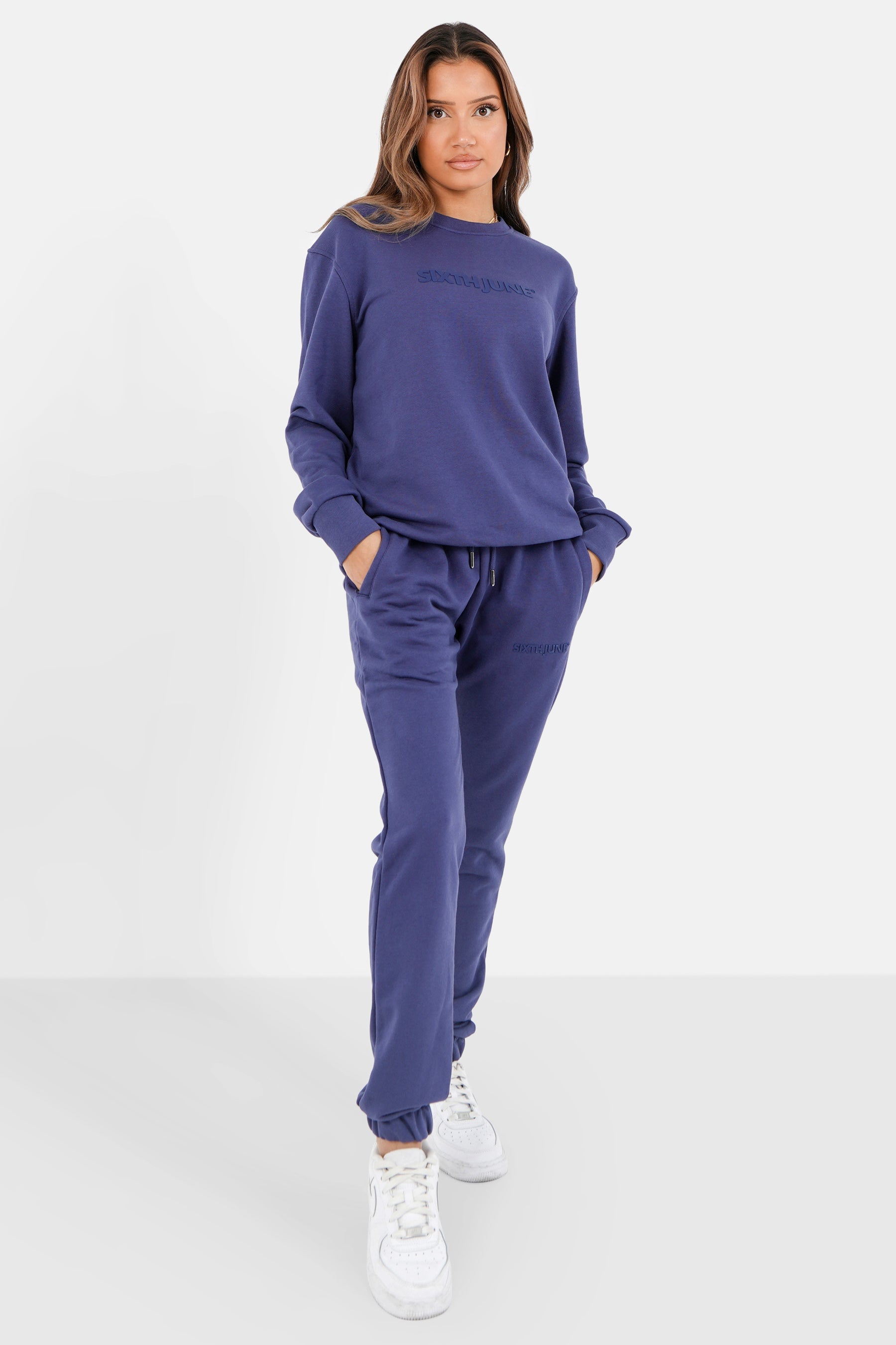 Sixth June - Jogging + sweat logo gommé Bleu foncé