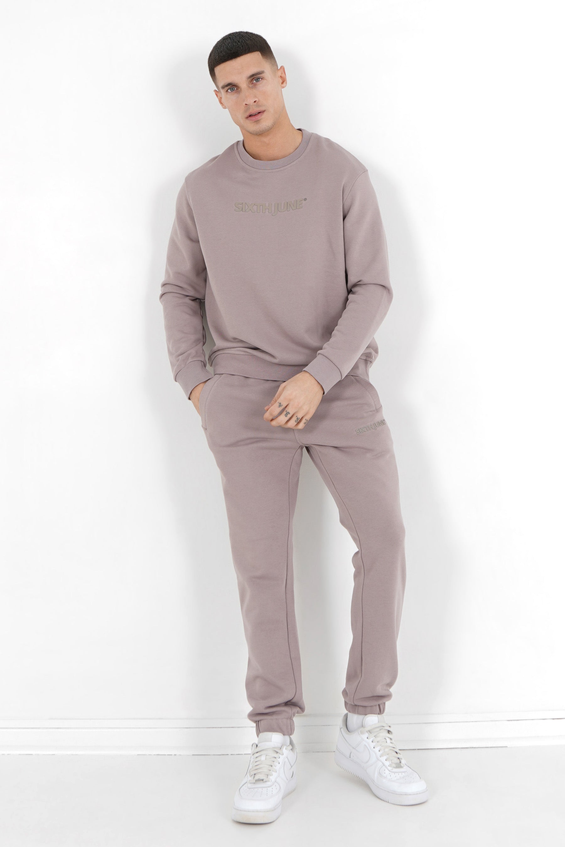 Sixth June - Jogging + sweat logo gommé Marron clair