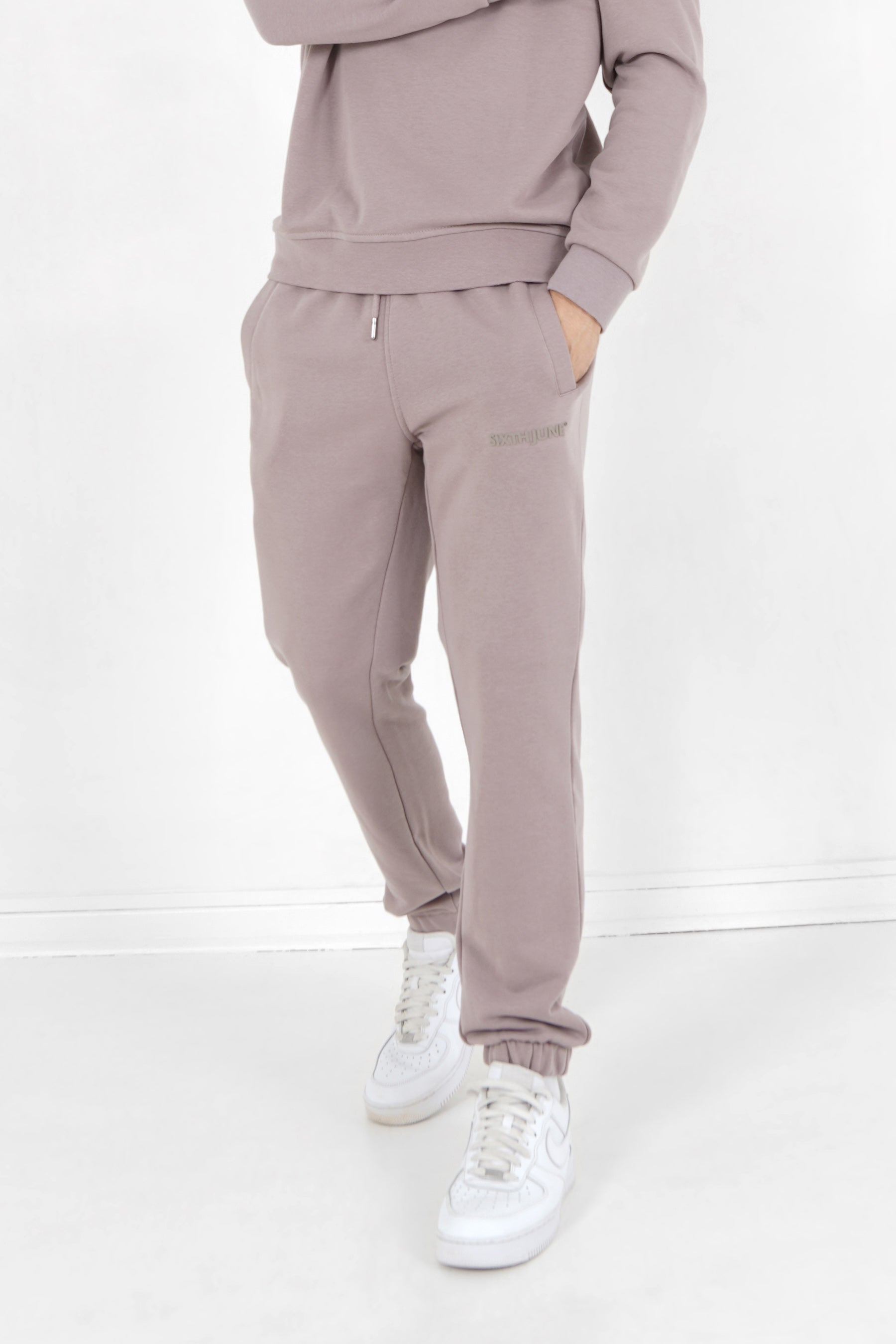 Sixth June - Jogging + sweat logo gommé Marron clair