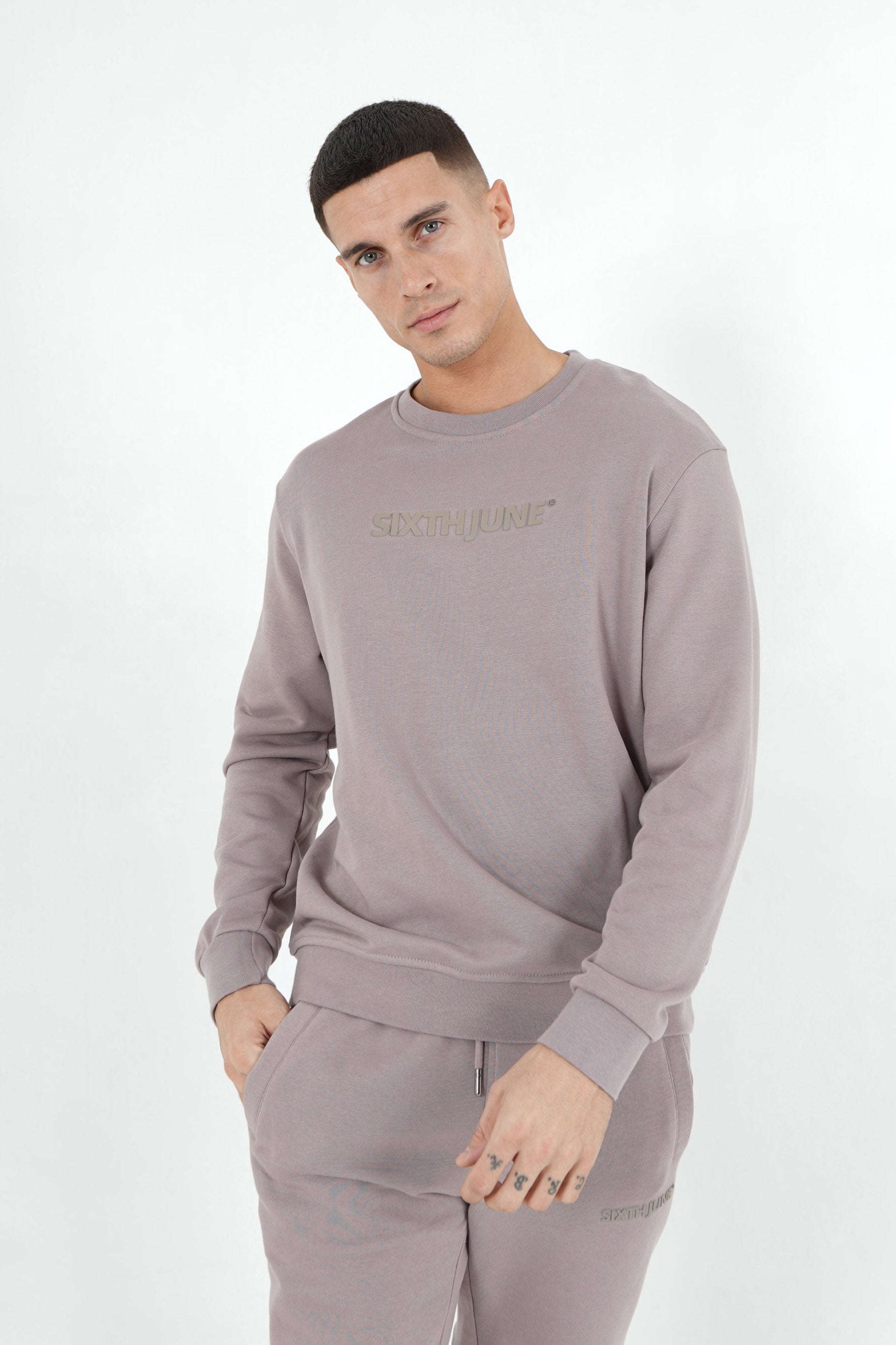 Sixth June - Jogging + sweat logo gommé Marron clair