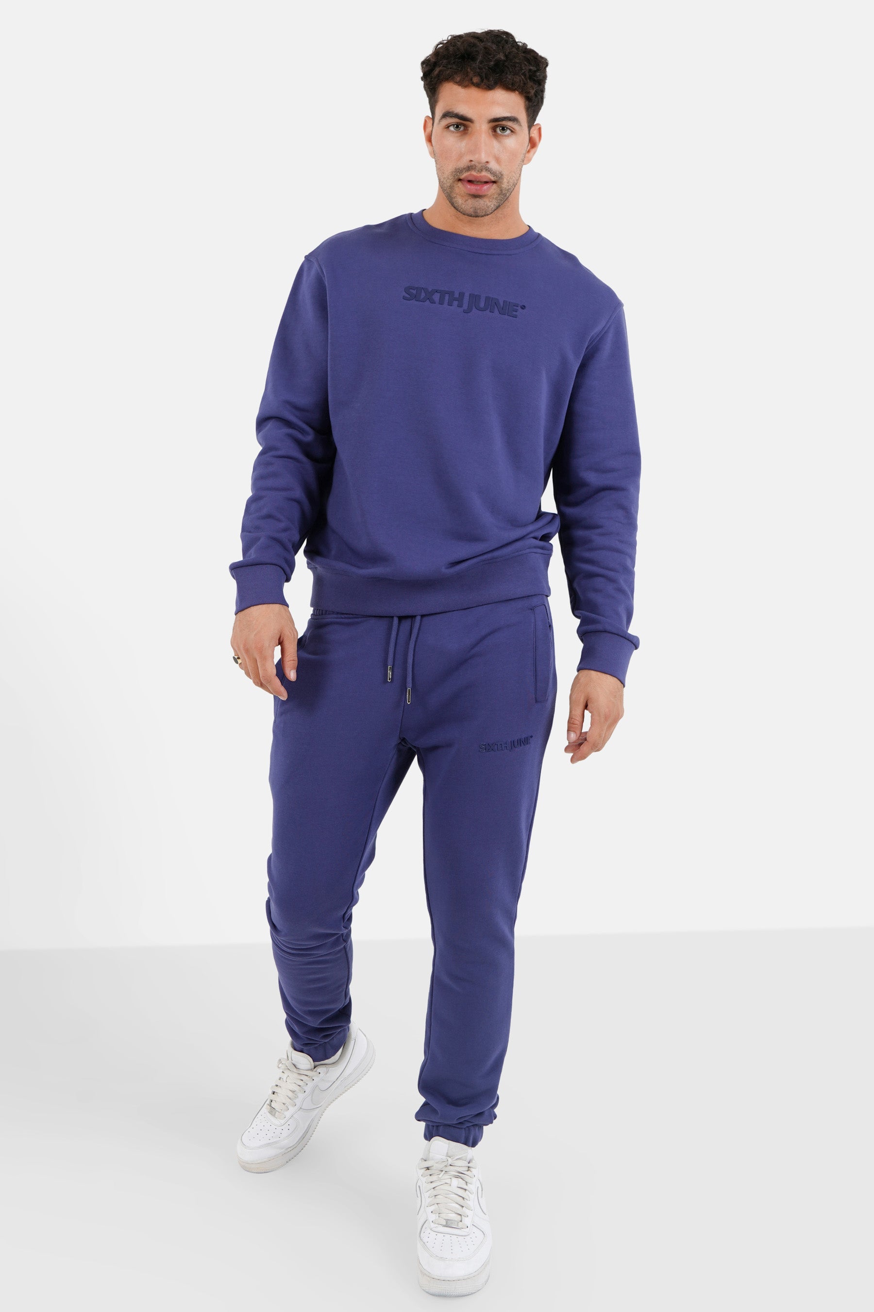 Sixth June - Jogging + sweat logo gommé Bleu foncé