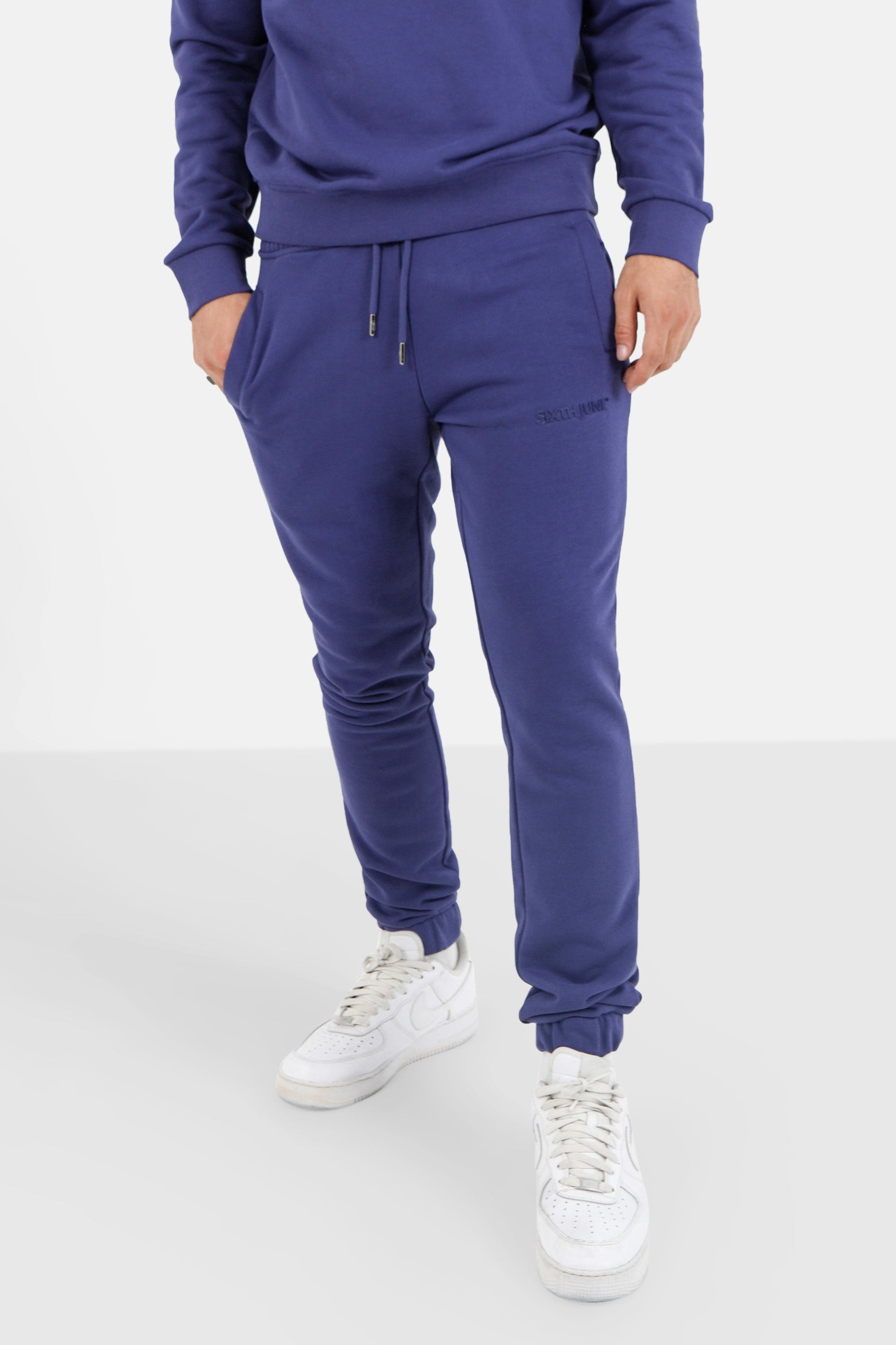 Sixth June - Jogging + sweat logo gommé Bleu foncé