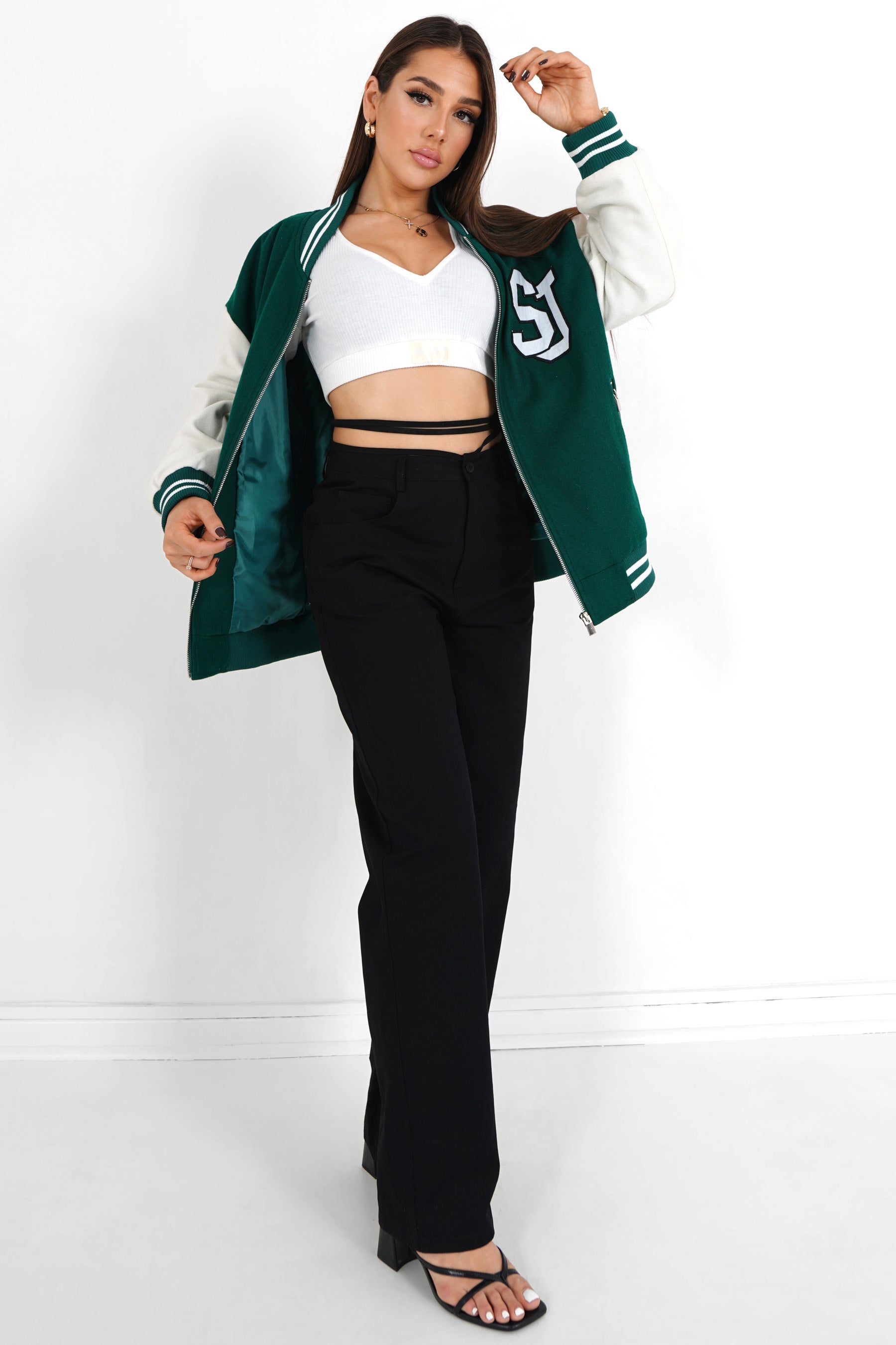 Sixth June - Veste teddy bicolore Vert foncé