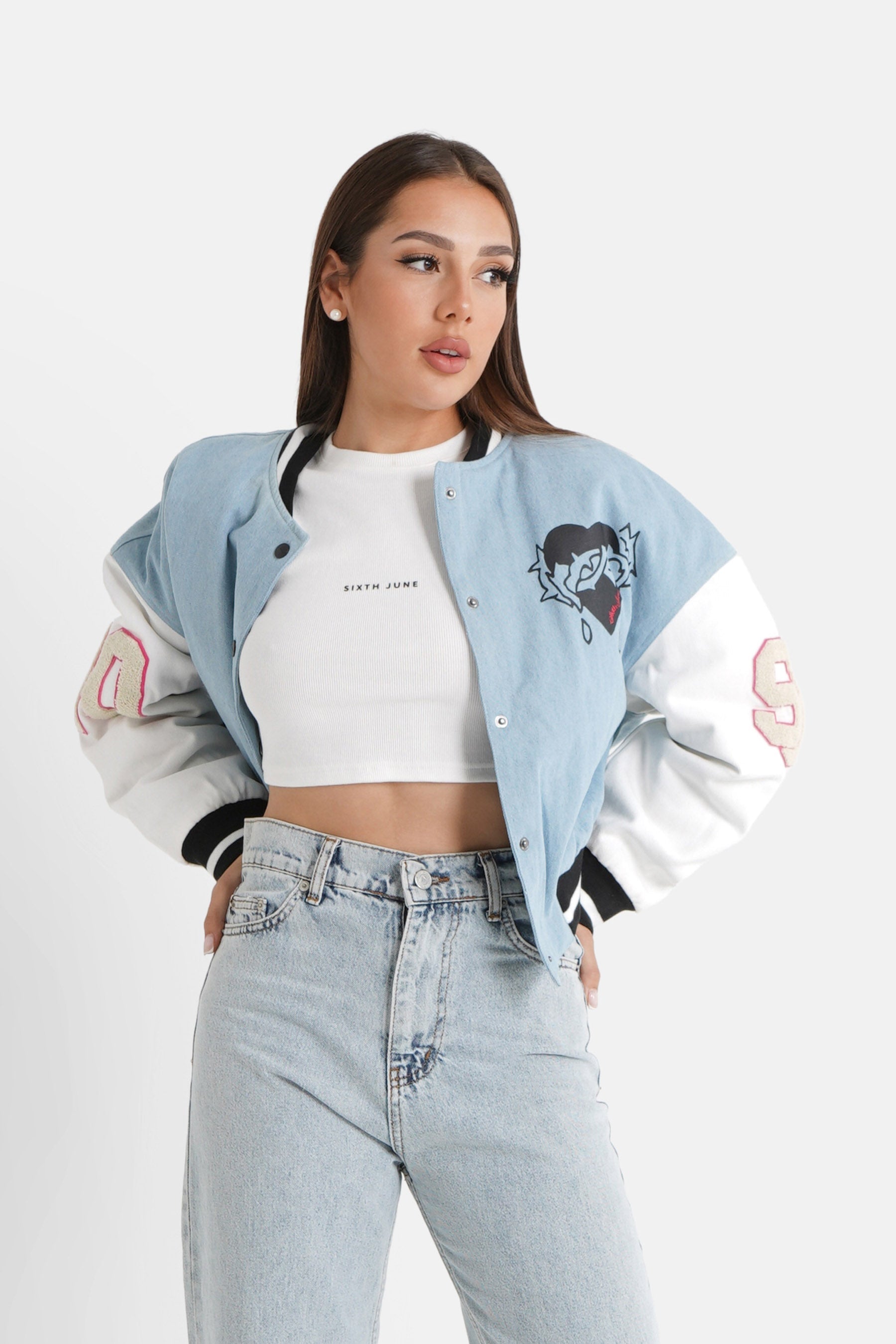 Sixth June - Veste universitaire imprimée Bleu