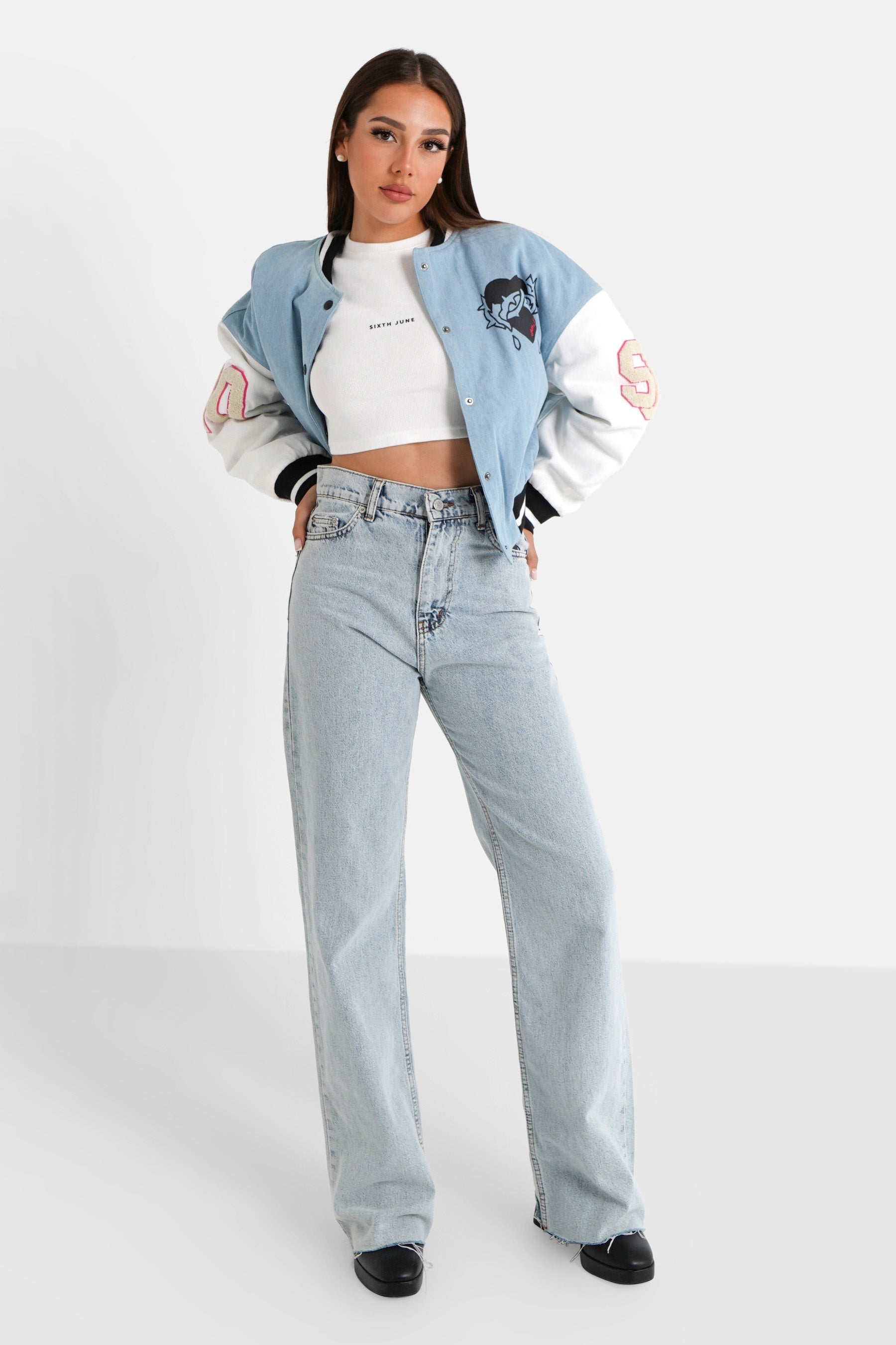 Sixth June - Veste universitaire imprimée Bleu