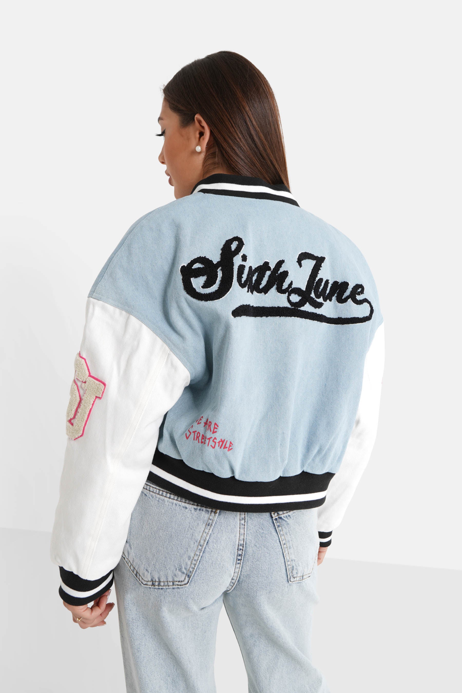 Sixth June - Veste universitaire imprimée Bleu