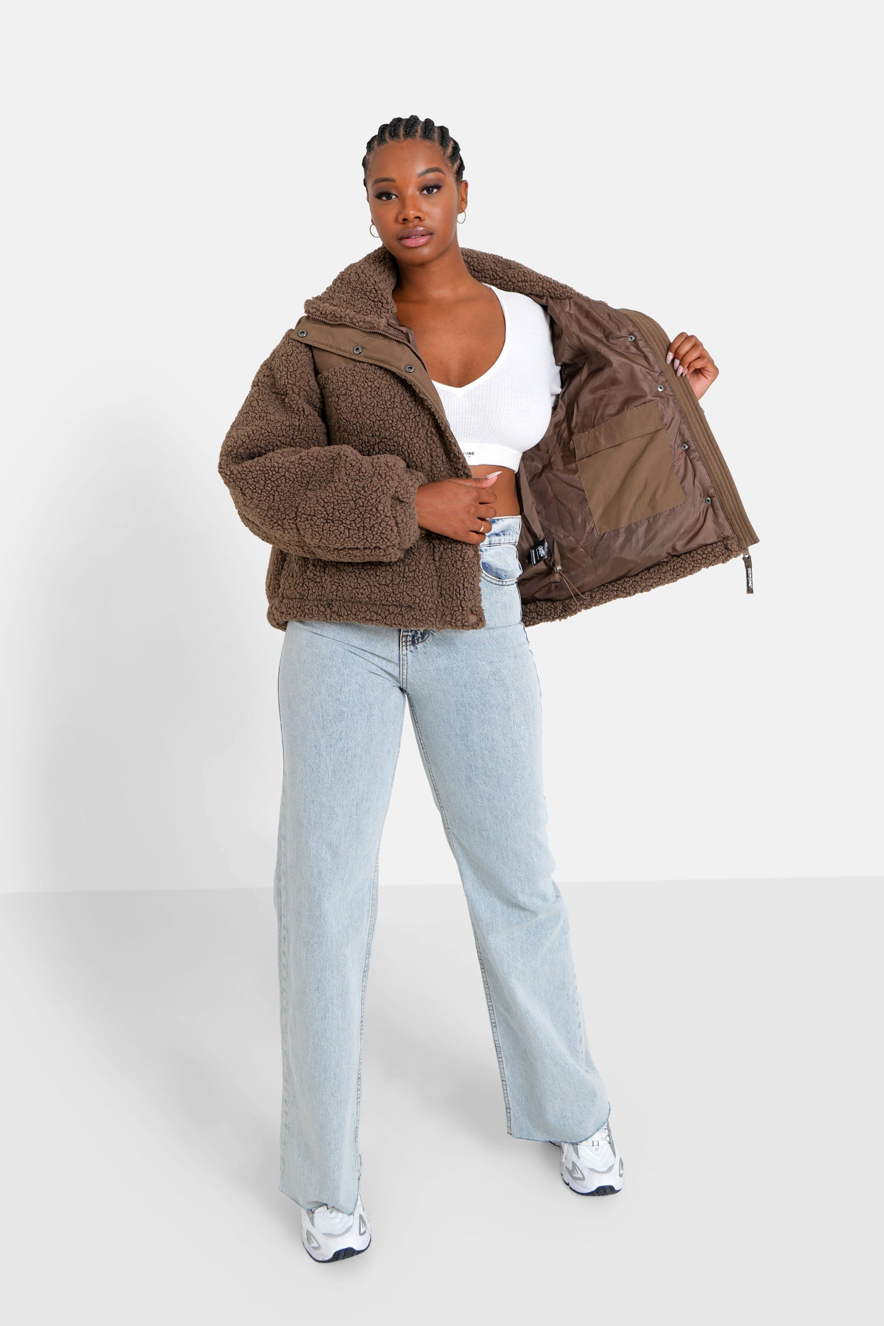 Sixth June - Doudoune bi matière sherpa Marron