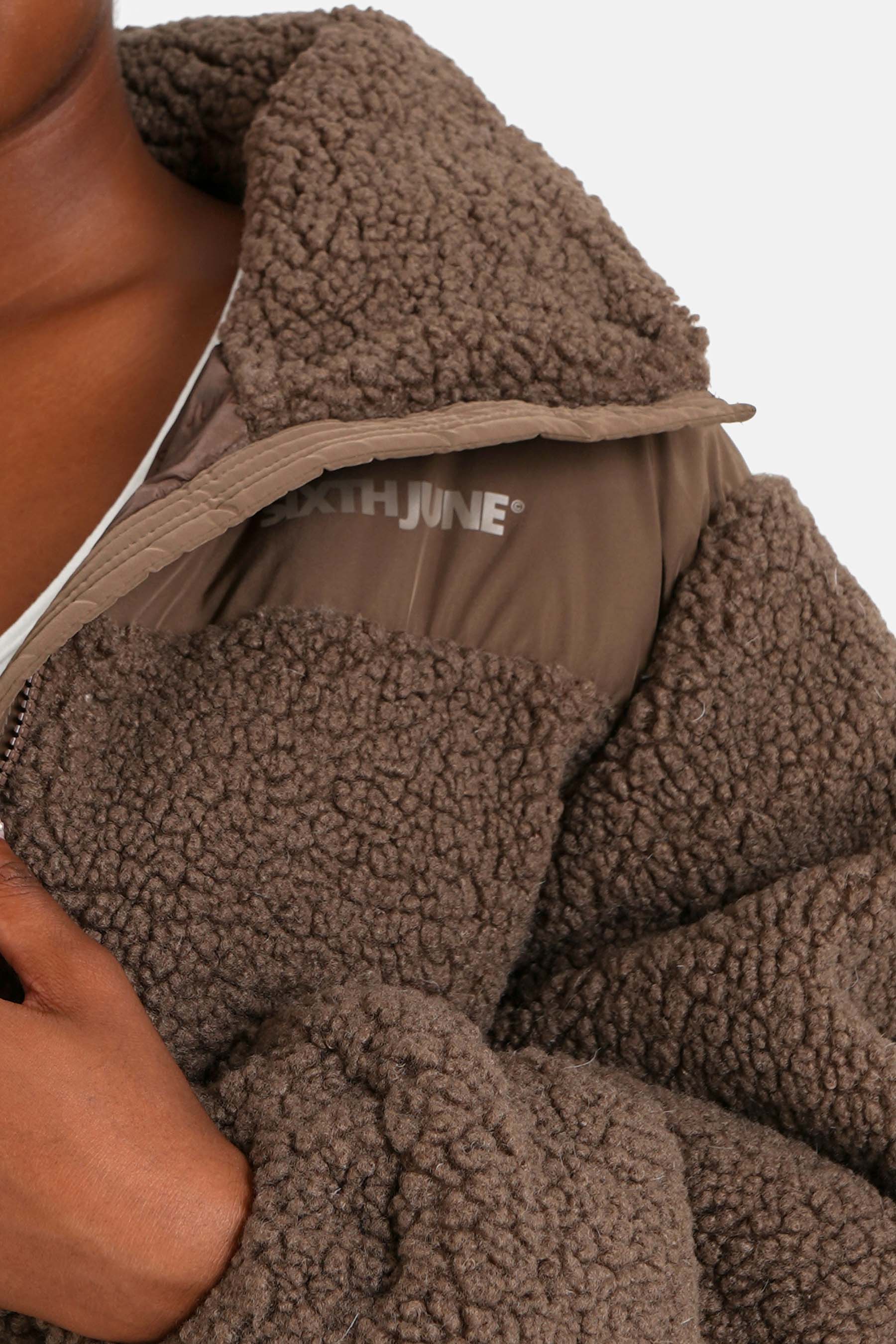 Sixth June - Doudoune bi matière sherpa Marron