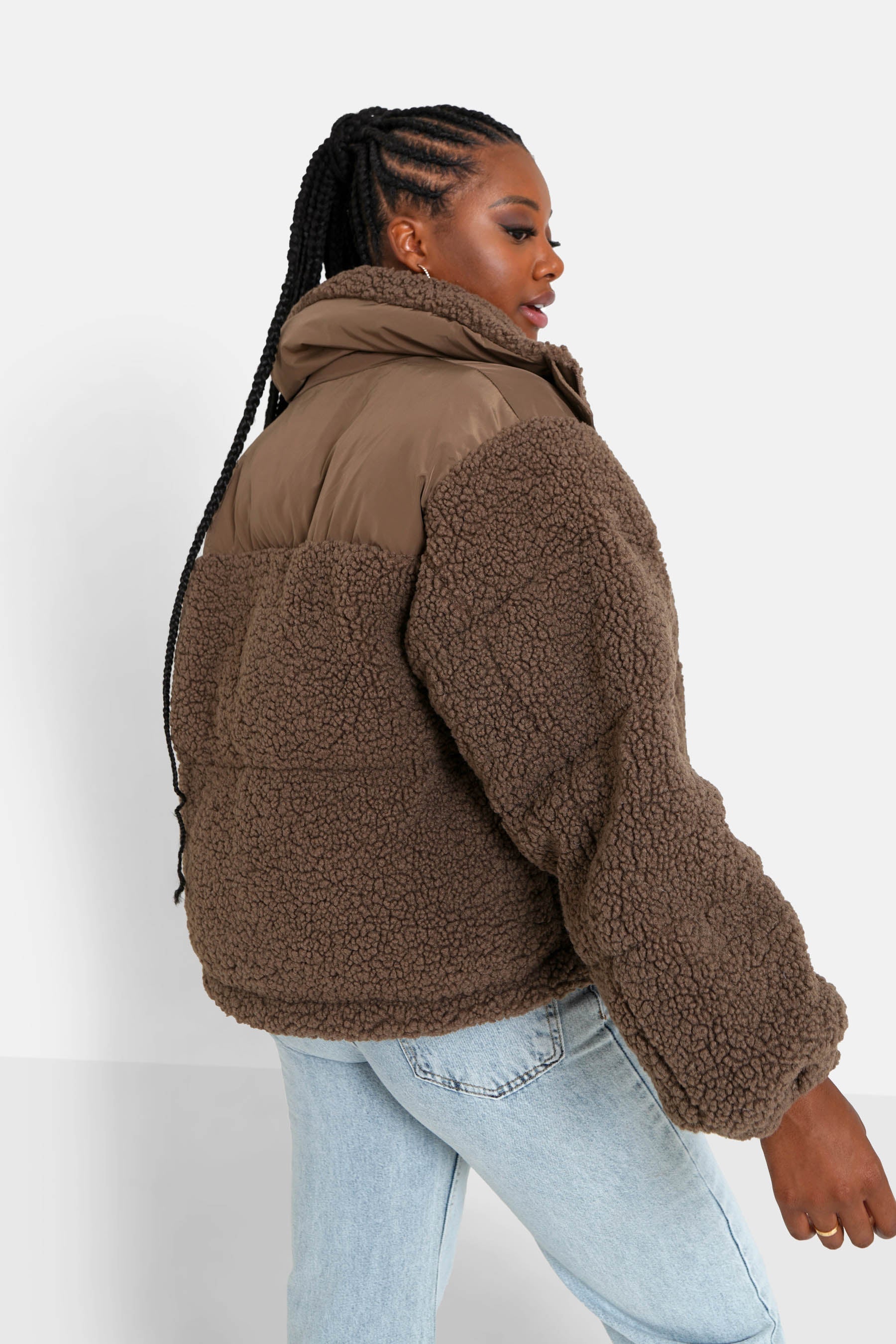 Sixth June - Doudoune bi matière sherpa Marron