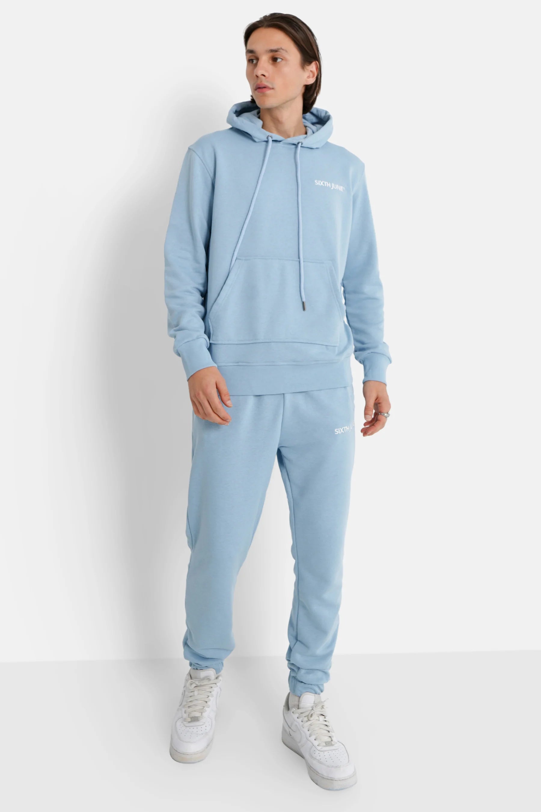 Sixth June - Jogging + sweat capuche logo brodé Bleu clair