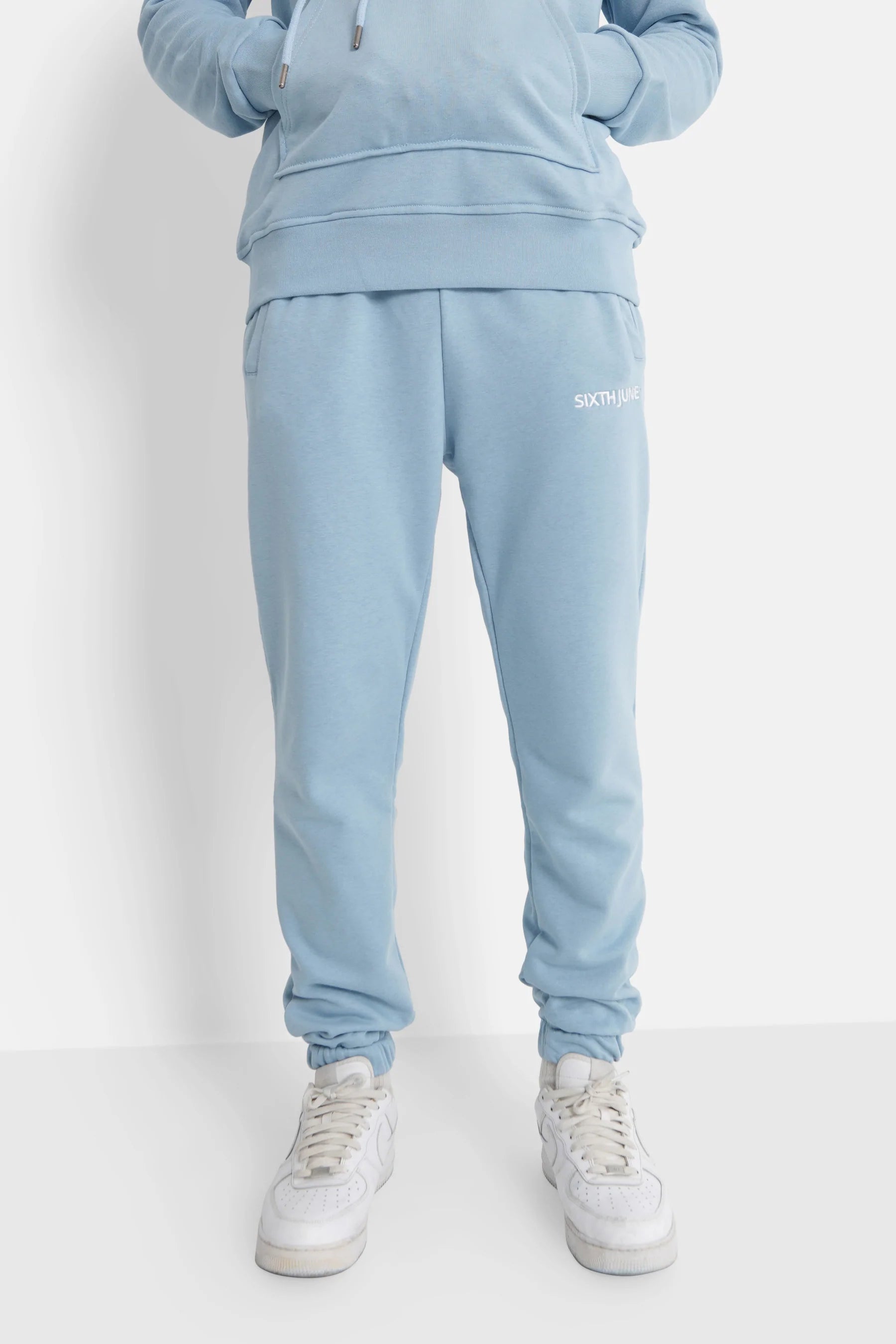 Sixth June - Jogging + sweat capuche logo brodé Bleu clair