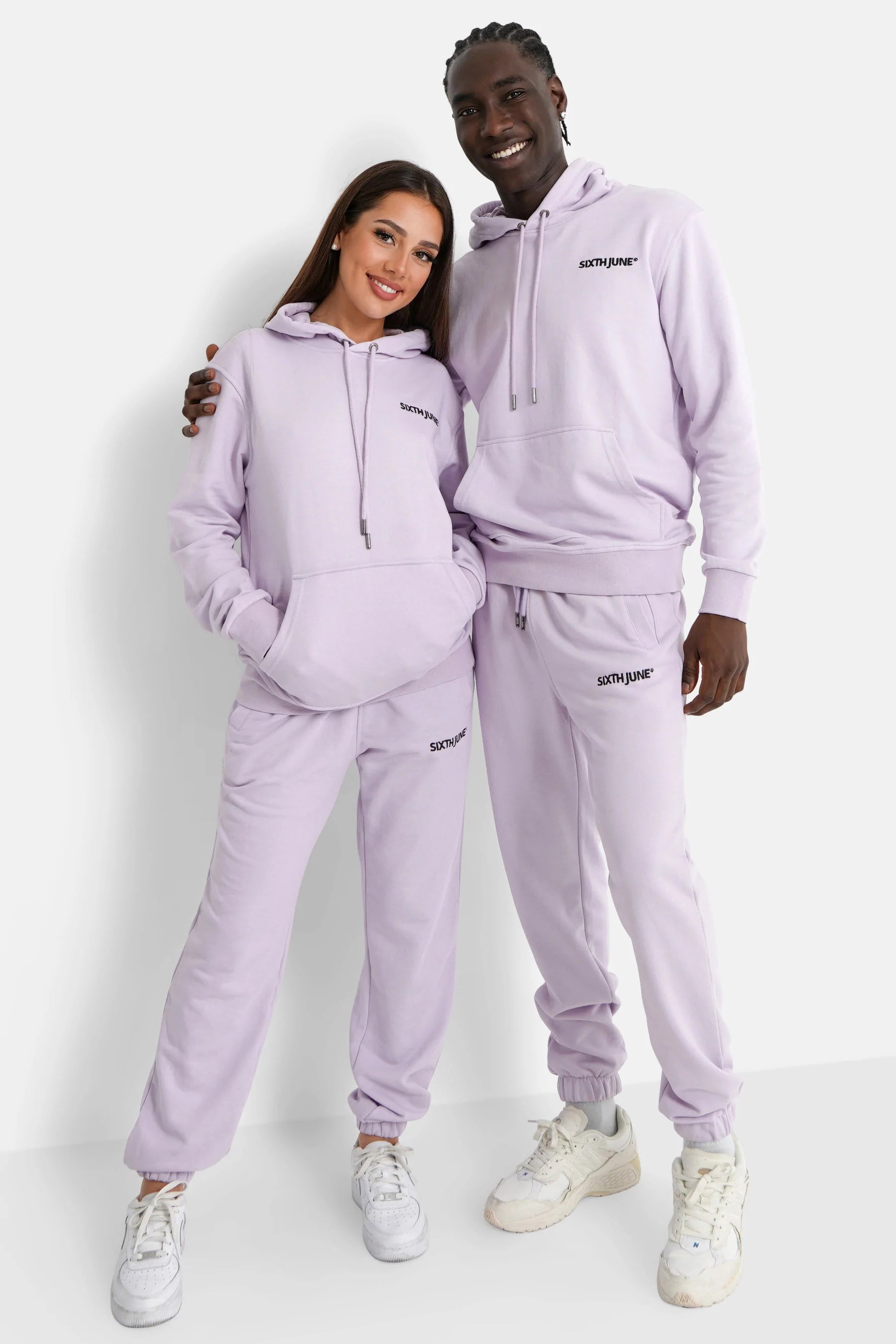 Sixth June - Jogging + sweat capuche logo brodé Violet clair