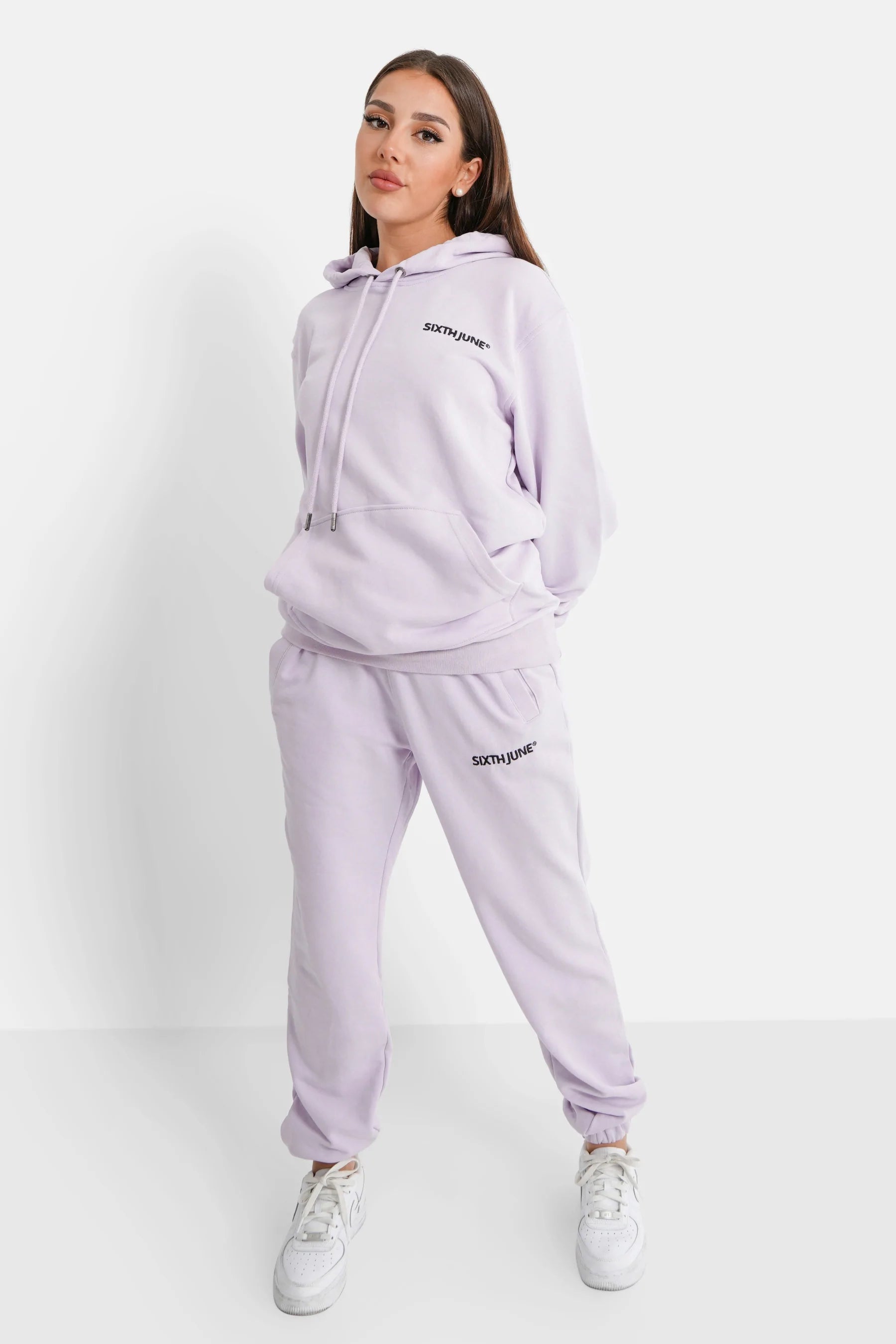 Sixth June - Jogging + sweat capuche logo brodé Violet clair