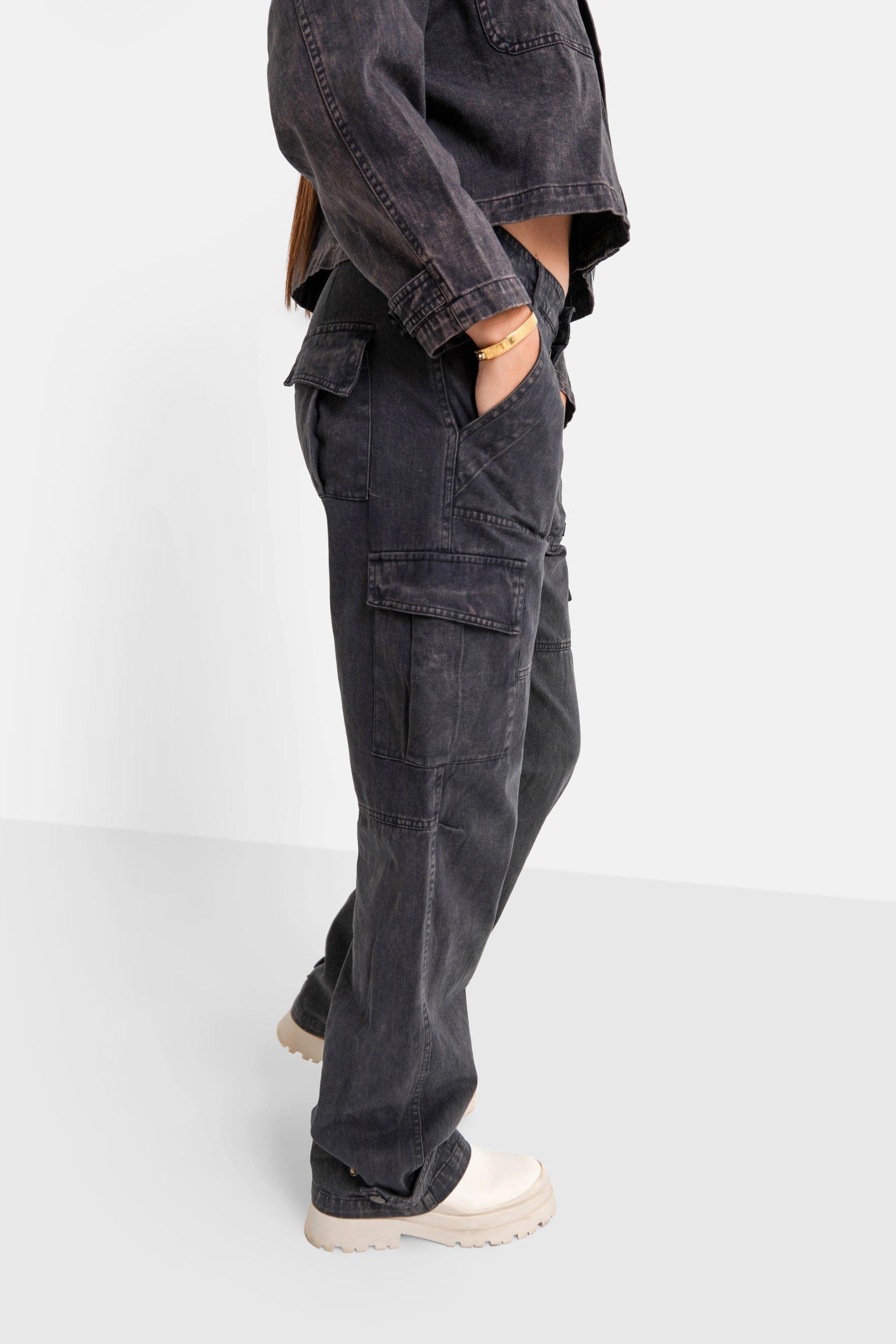 Sixth June - Pantalon utilitaire délavé Noir