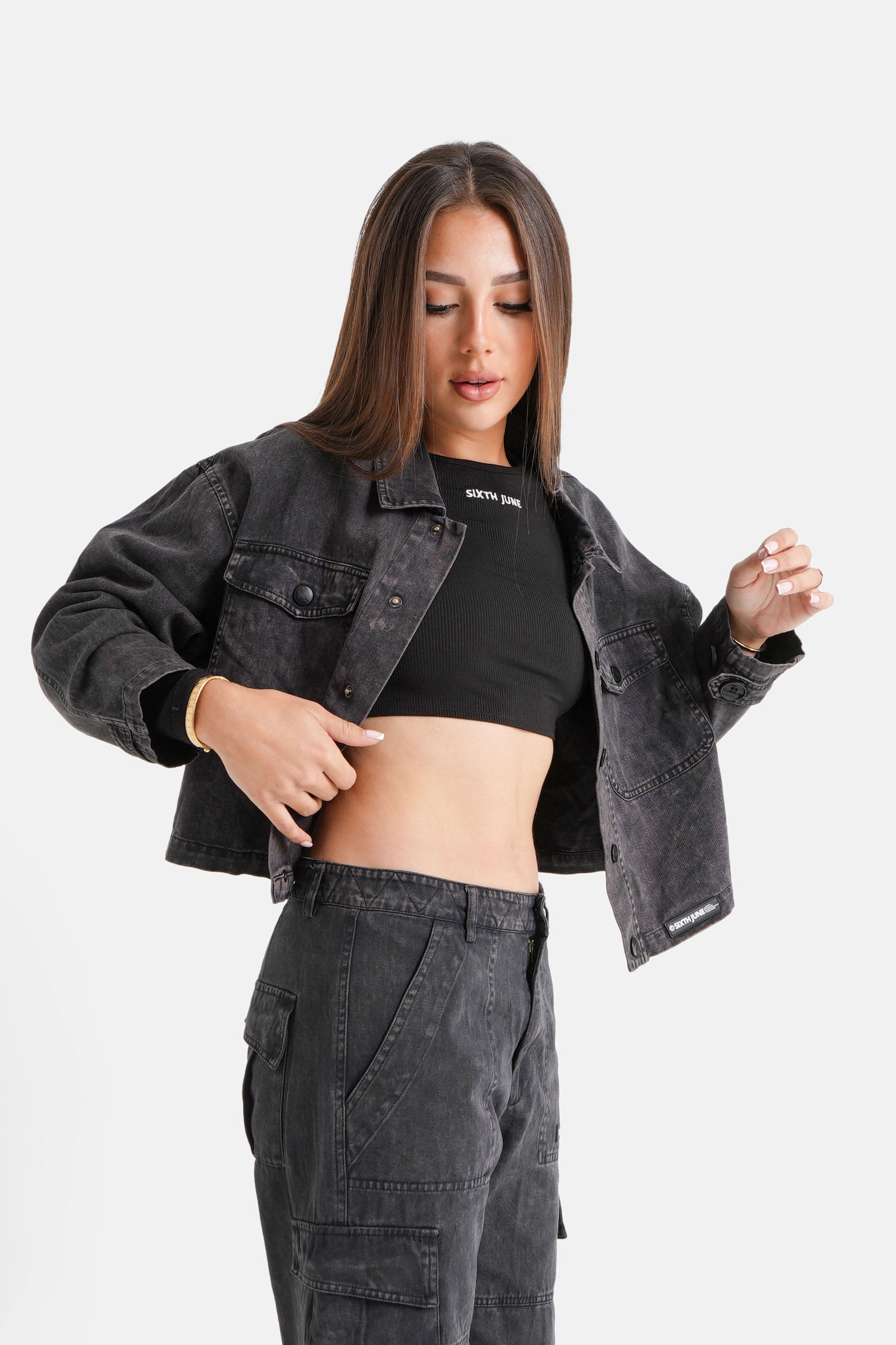 Sixth June - Veste délavée poches Noir