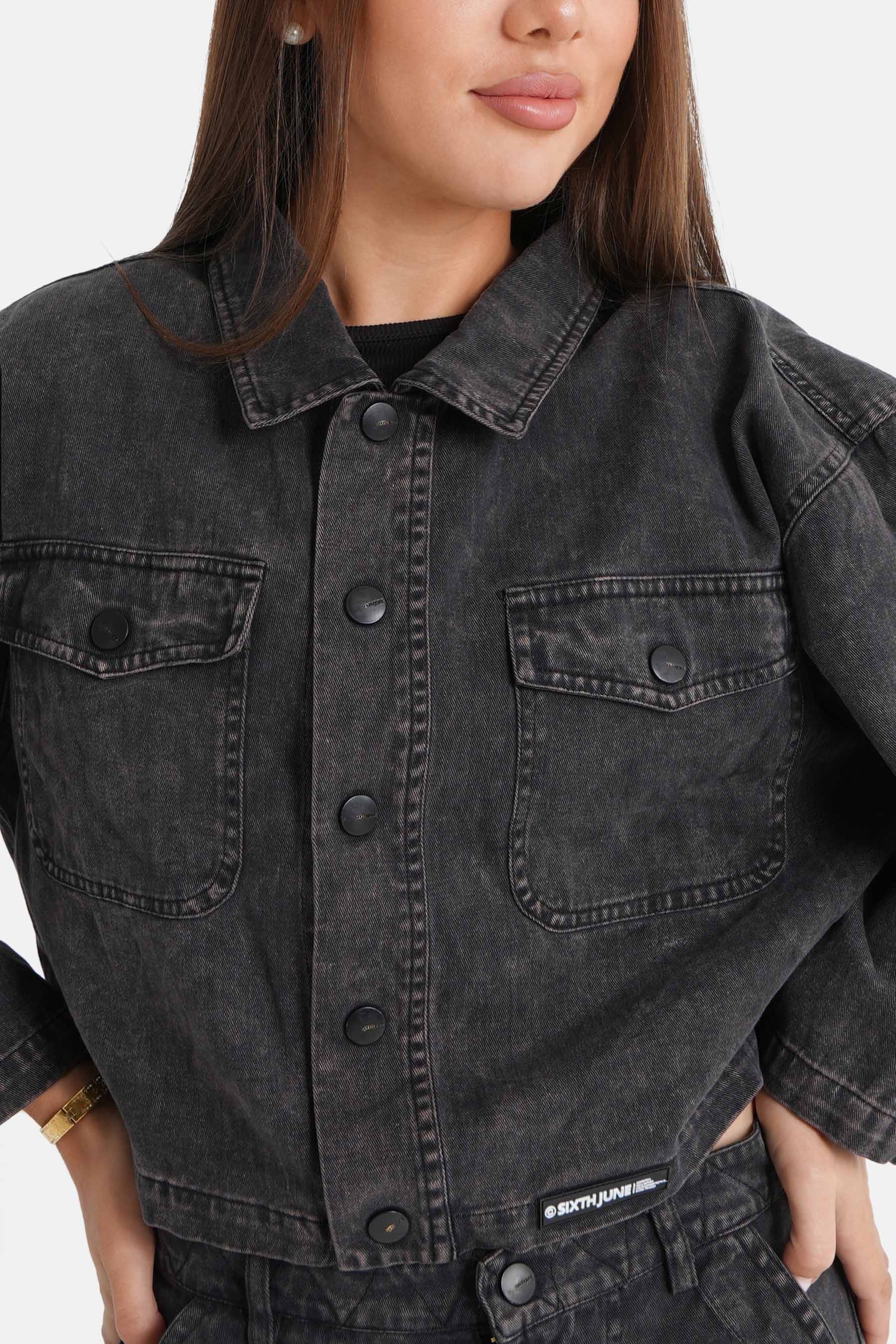Sixth June - Veste délavée poches Noir