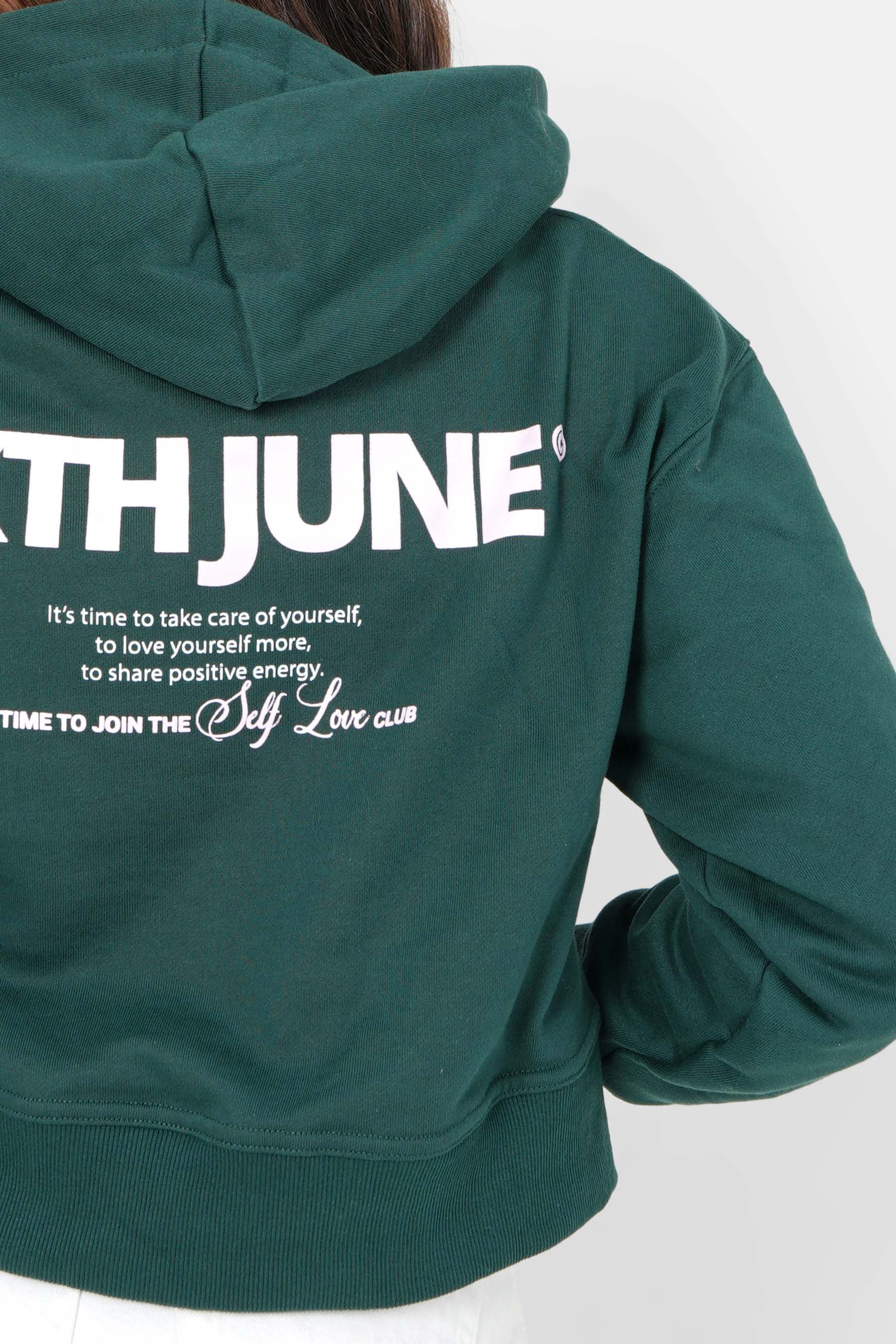 Printed logo cropped hoodie Green