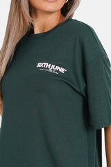 Langes, kurzes Logo-T-Shirt Dunkelgrün