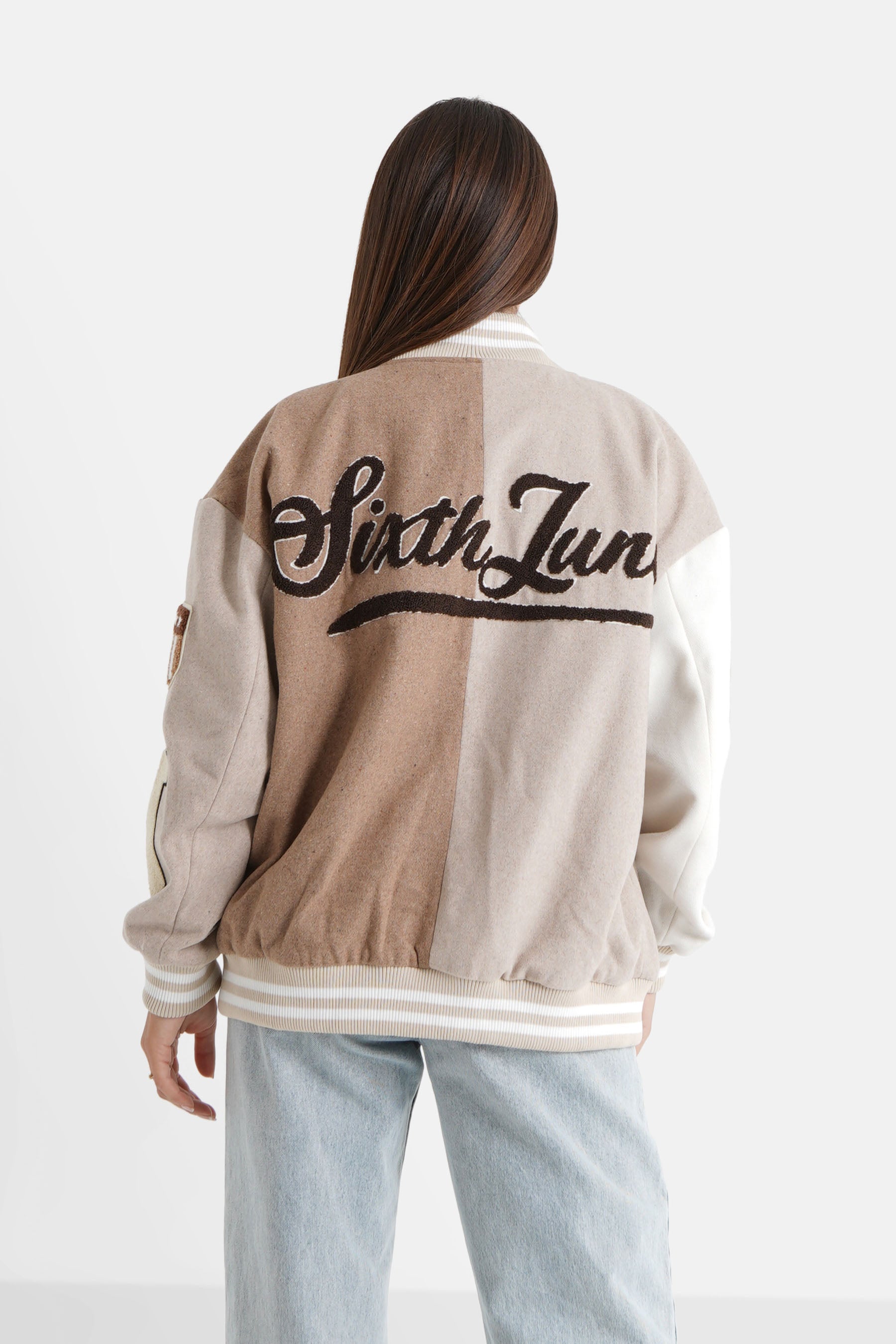 Sixth June - Veste universitaire bicolore Beige