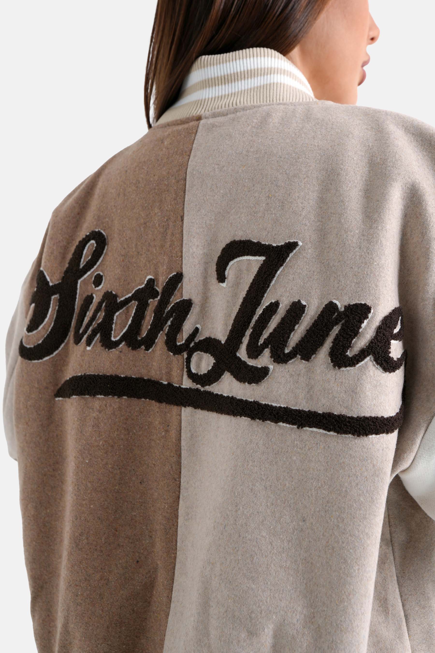 Sixth June - Veste universitaire bicolore Beige