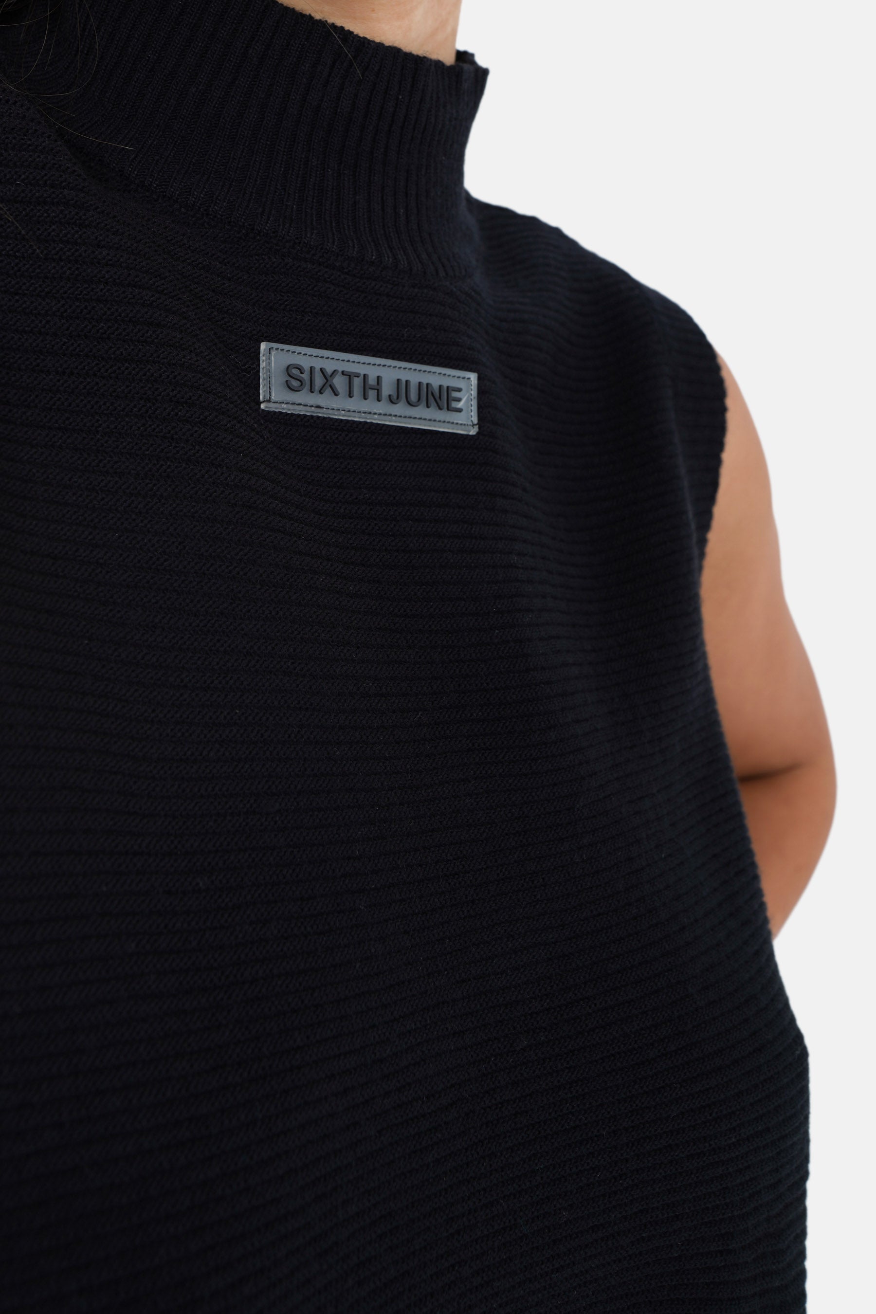 Top sans manches maille ouverture Noir