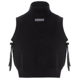 Ribbed opened side sleeveless top Black
