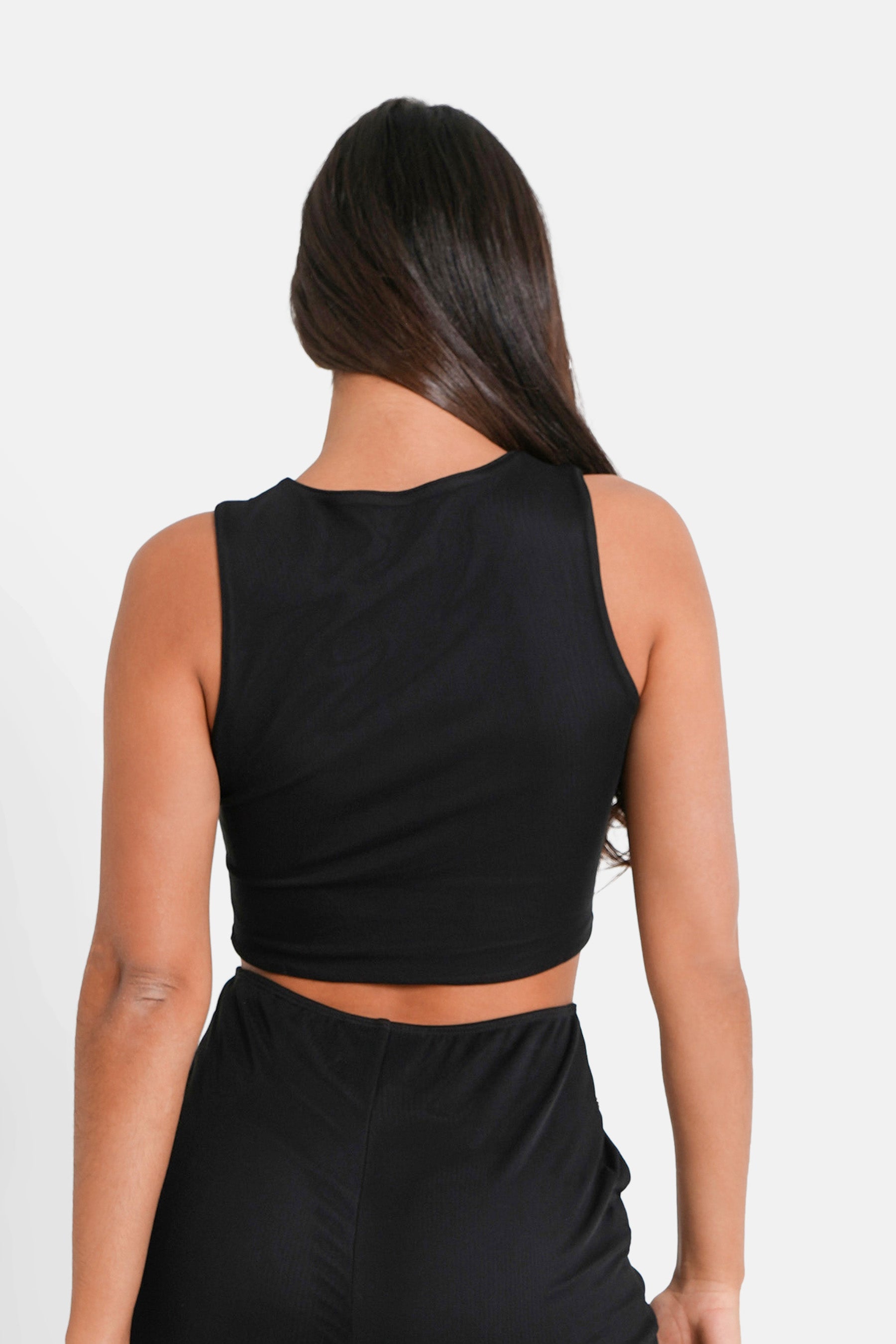 Front opening jewel crop top Black
