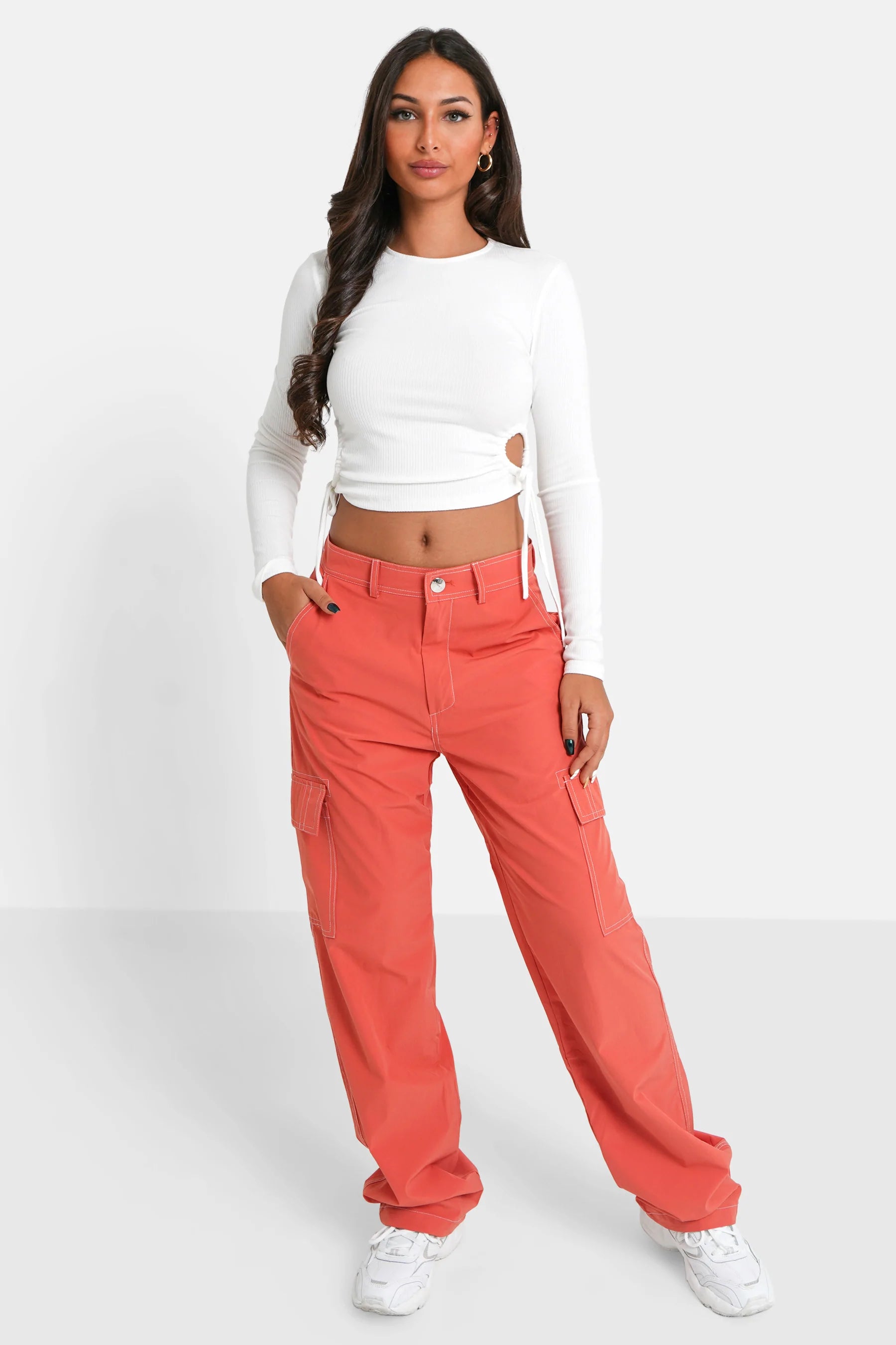 Sixth June - Pantalon fluide cargo Rose foncé