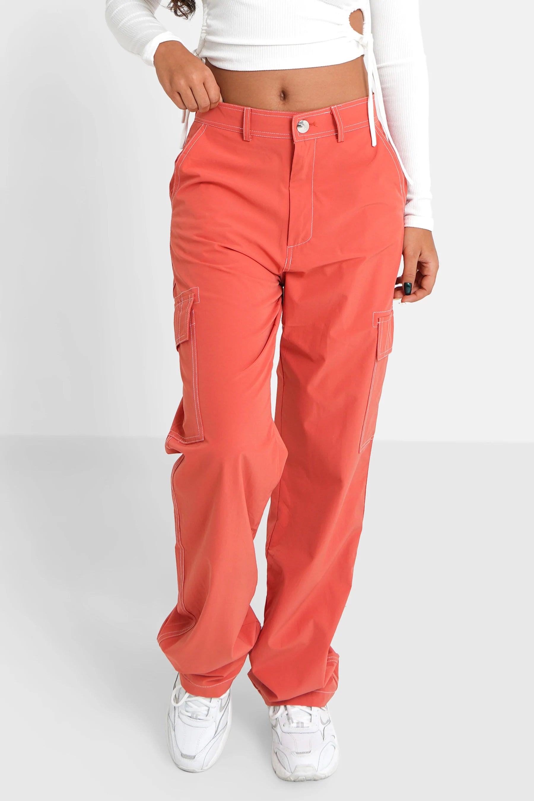 Sixth June - Pantalon fluide cargo Rose foncé