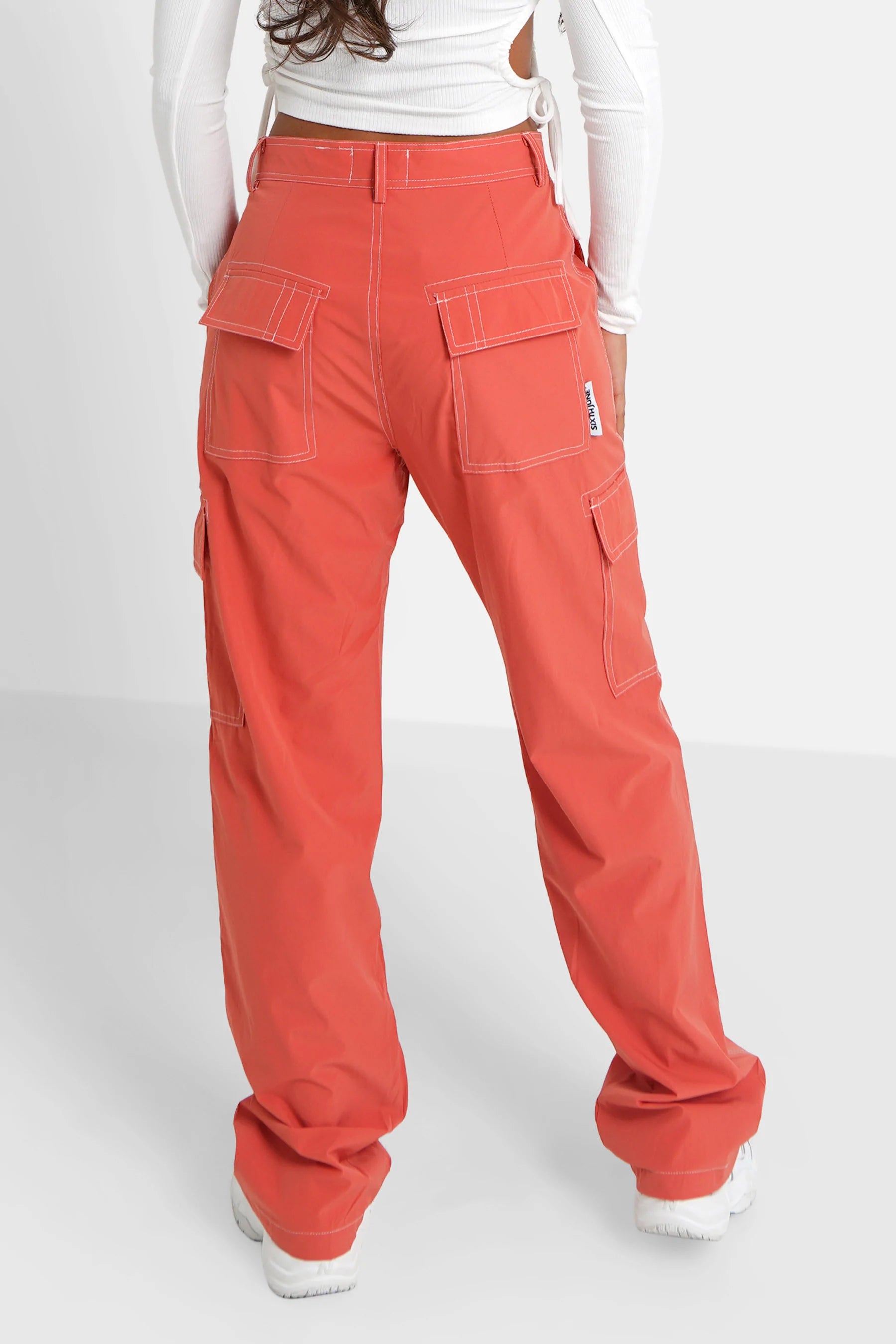 Sixth June - Pantalon fluide cargo Rose foncé
