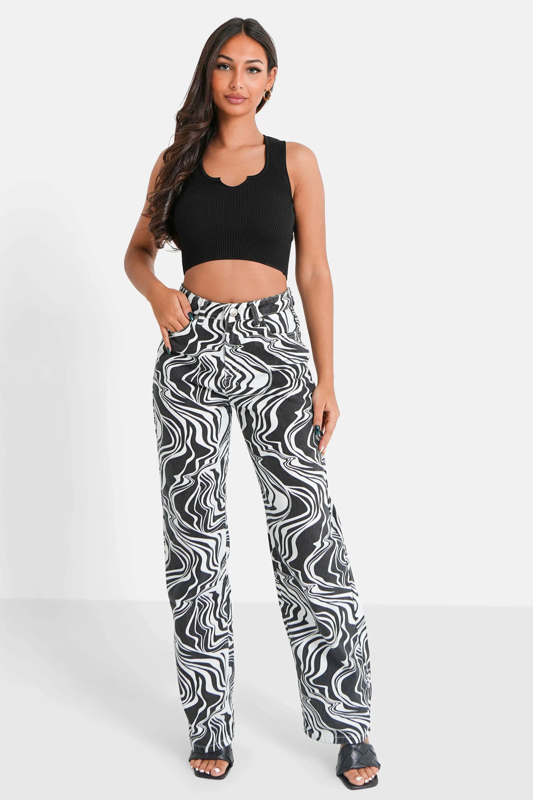 Sixth June - Jean motif zèbre large Noir