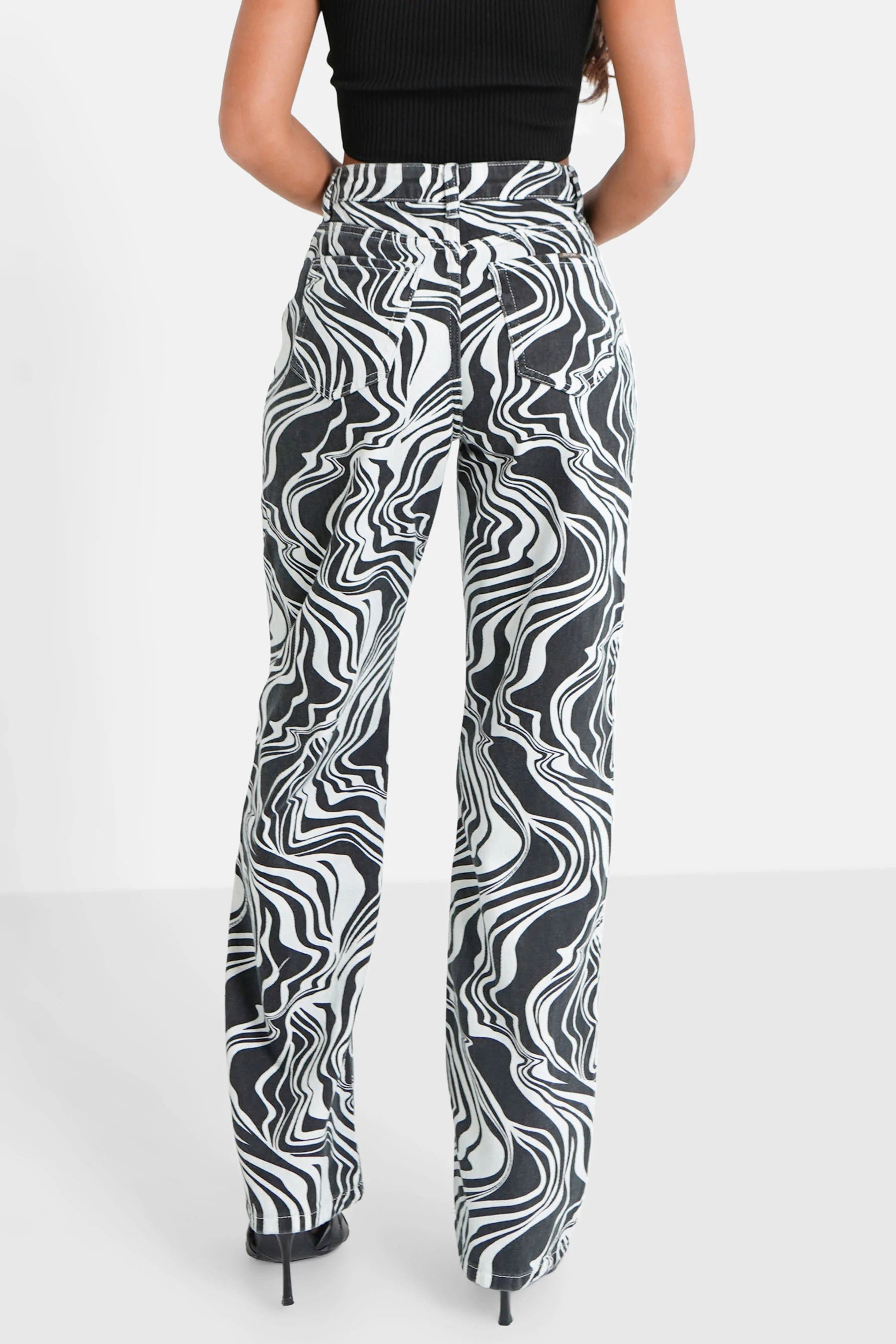 Sixth June - Jean motif zèbre large Noir