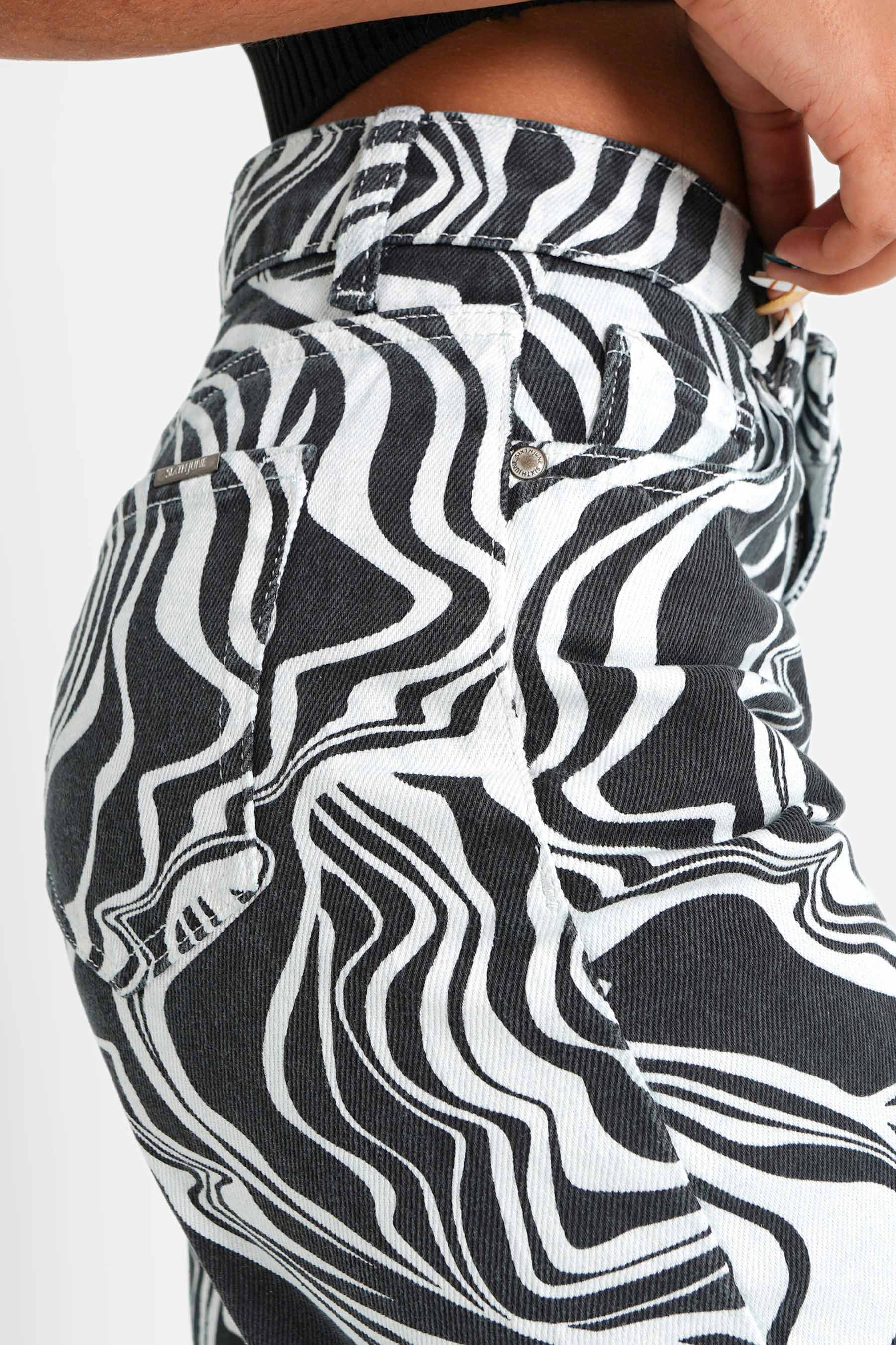 Sixth June - Jean motif zèbre large Noir