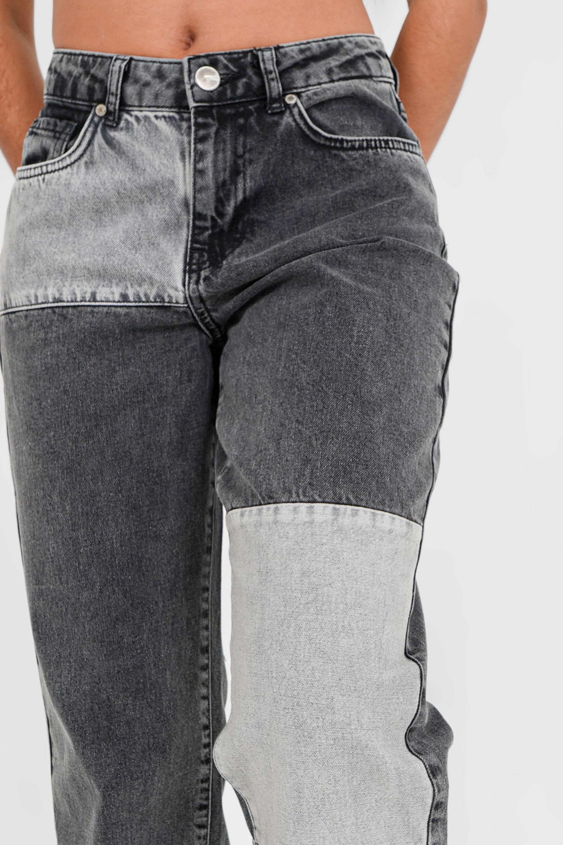 Patchwork large jeans dark Grey