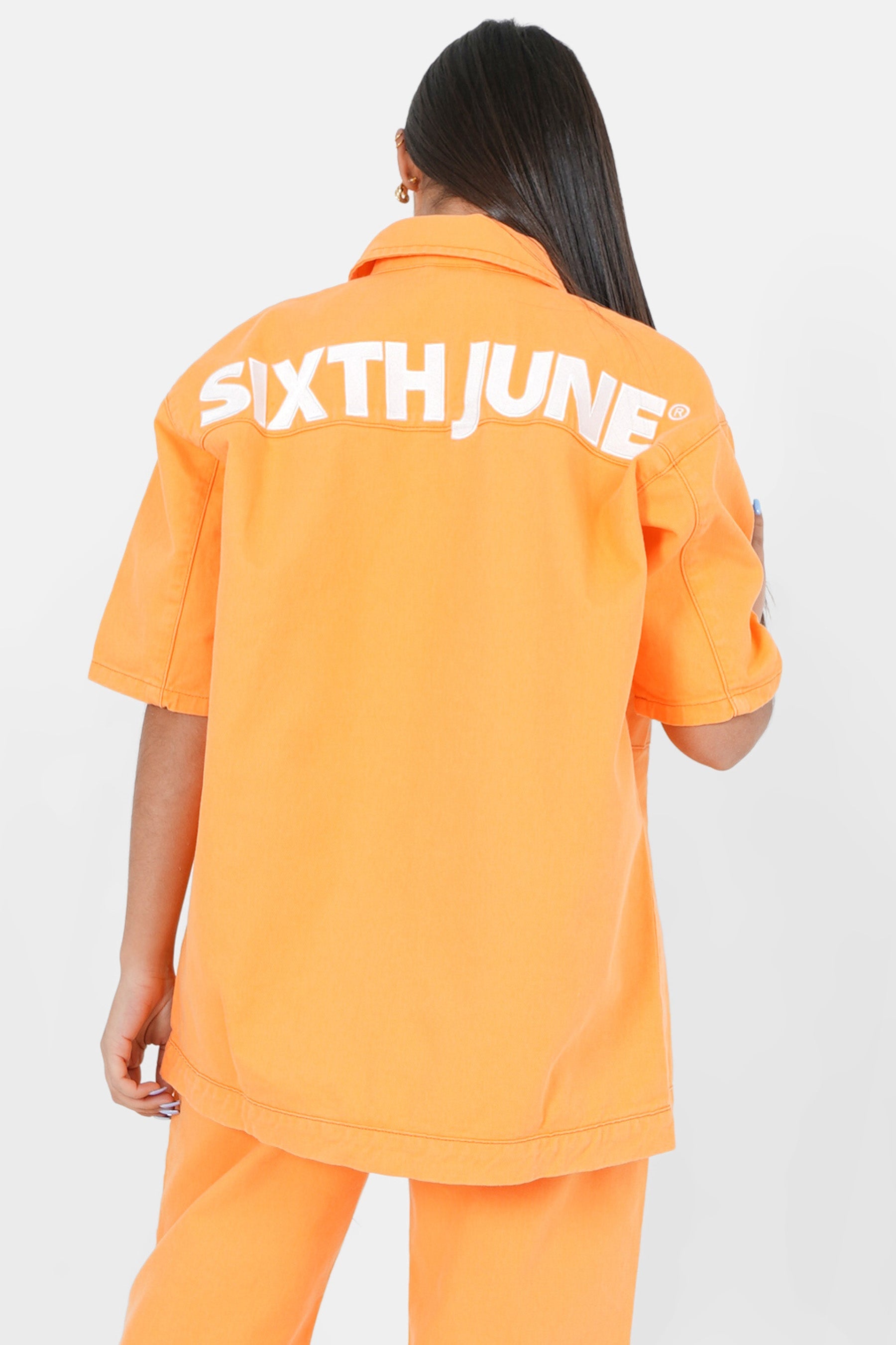 Embroidered logo jacket Orange