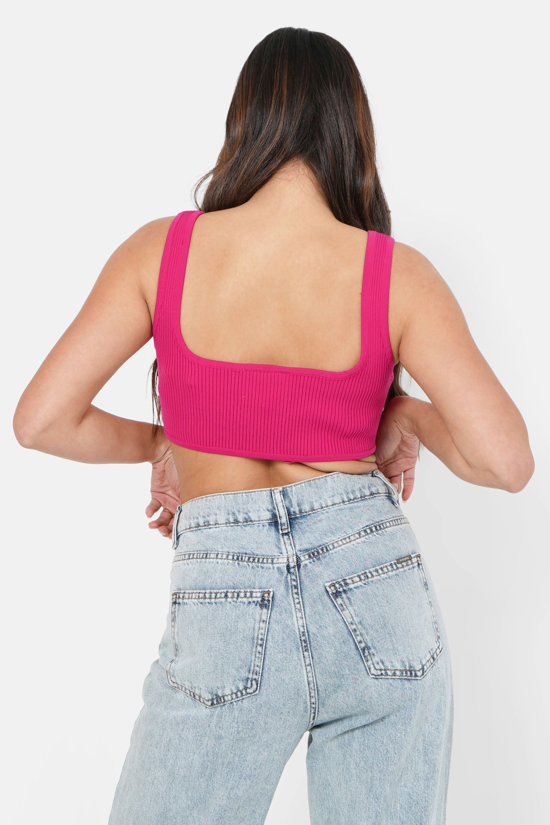 Heart-shaped neckline top Pink