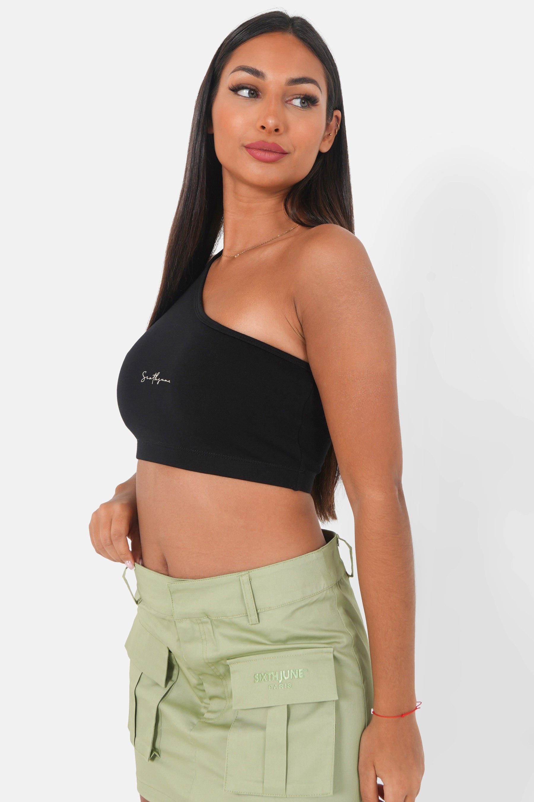 Asymmetrisches Oberteil Schwarz