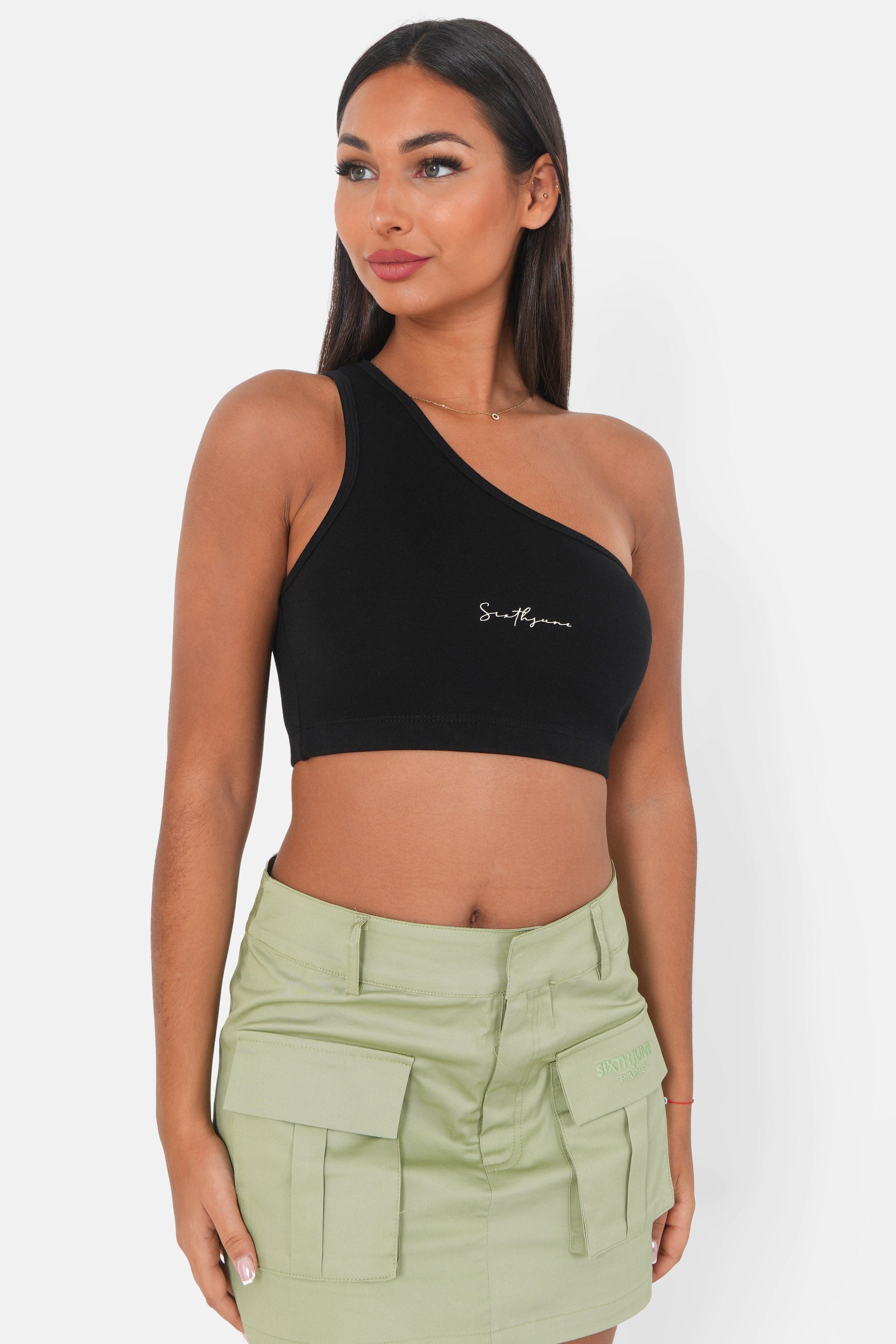 Asymmetrisches Oberteil Schwarz