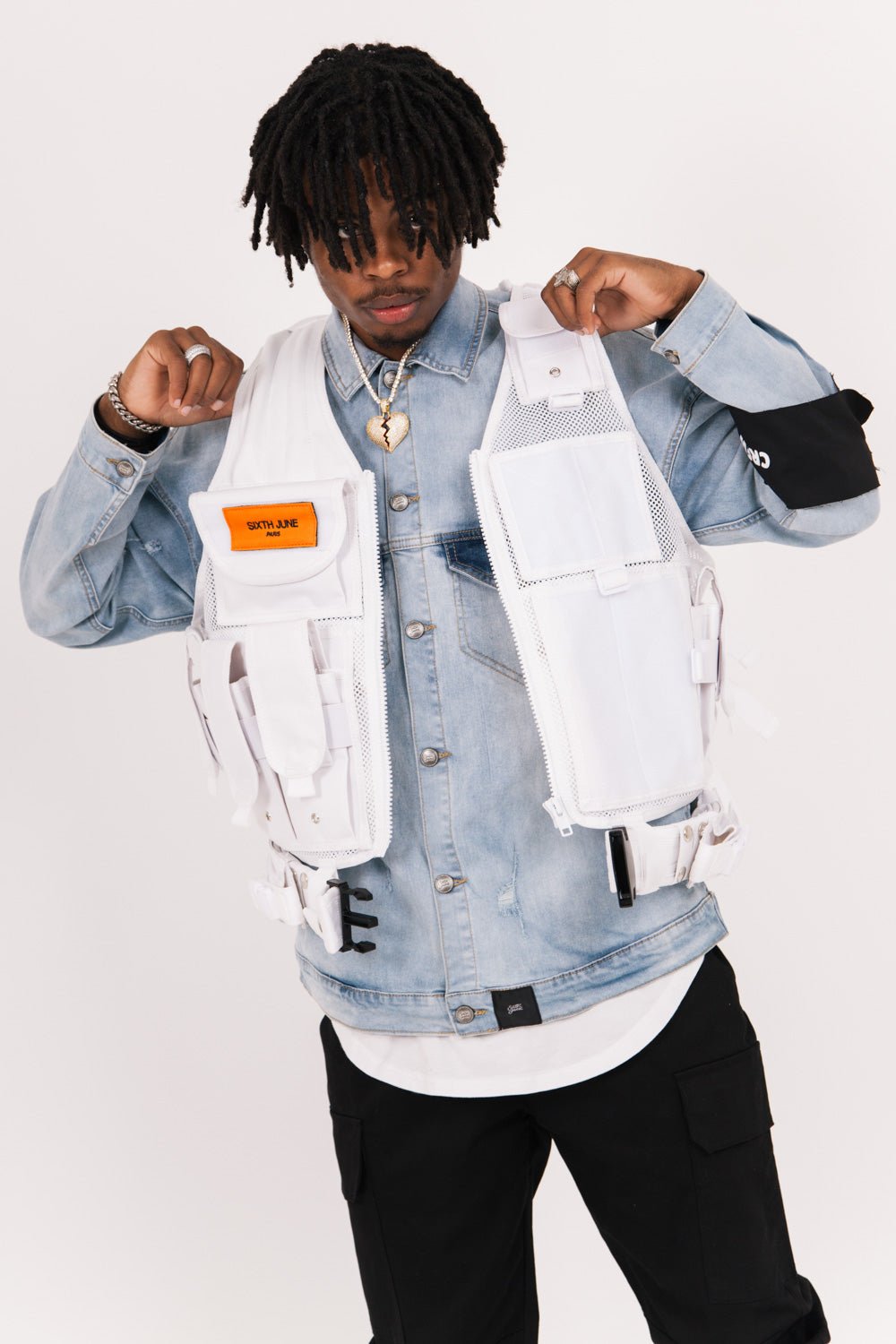 Sixth June - Gilet tactique poches Propaganda blanc