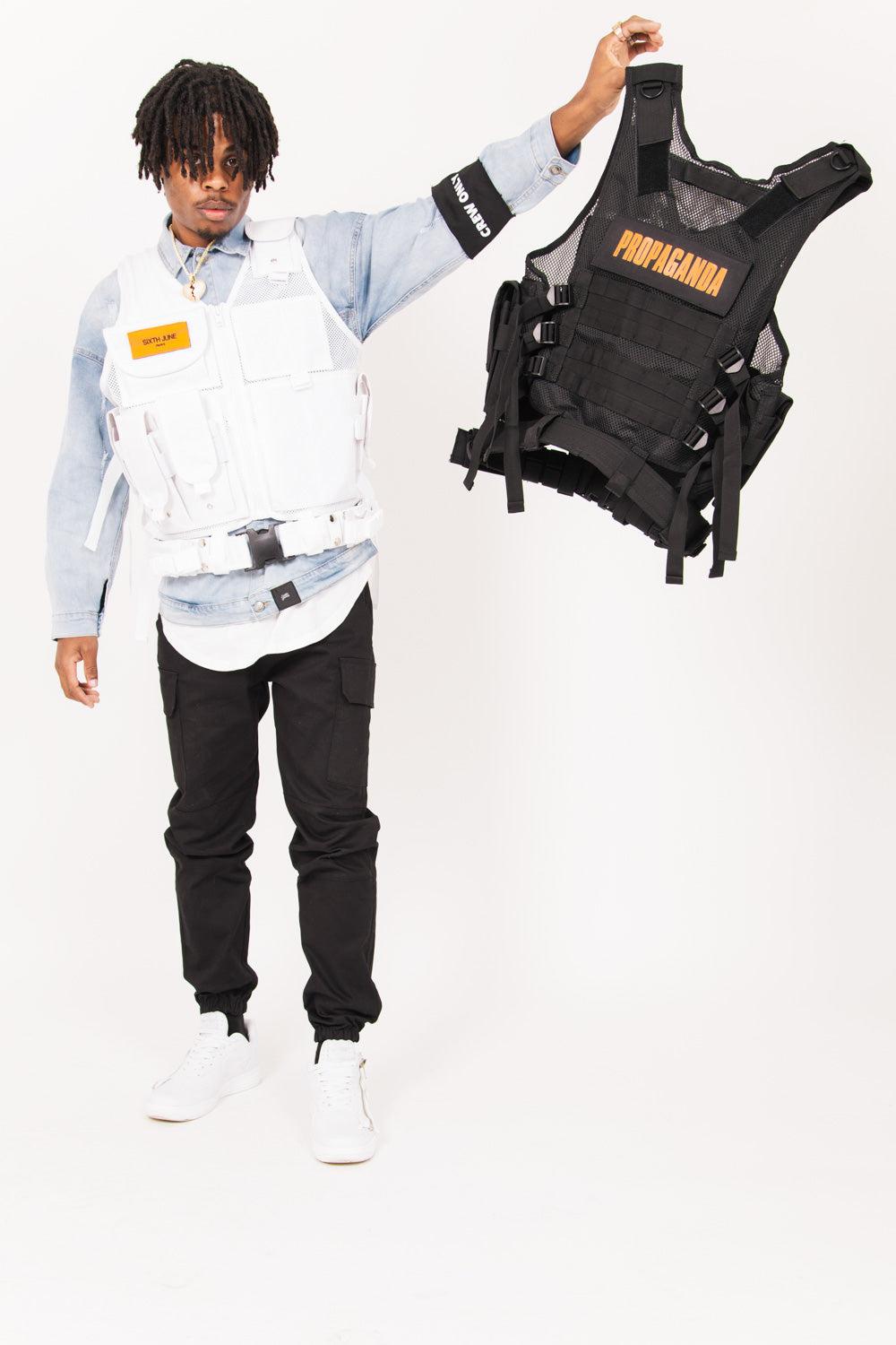 Sixth June - Gilet tactique poches Propaganda blanc